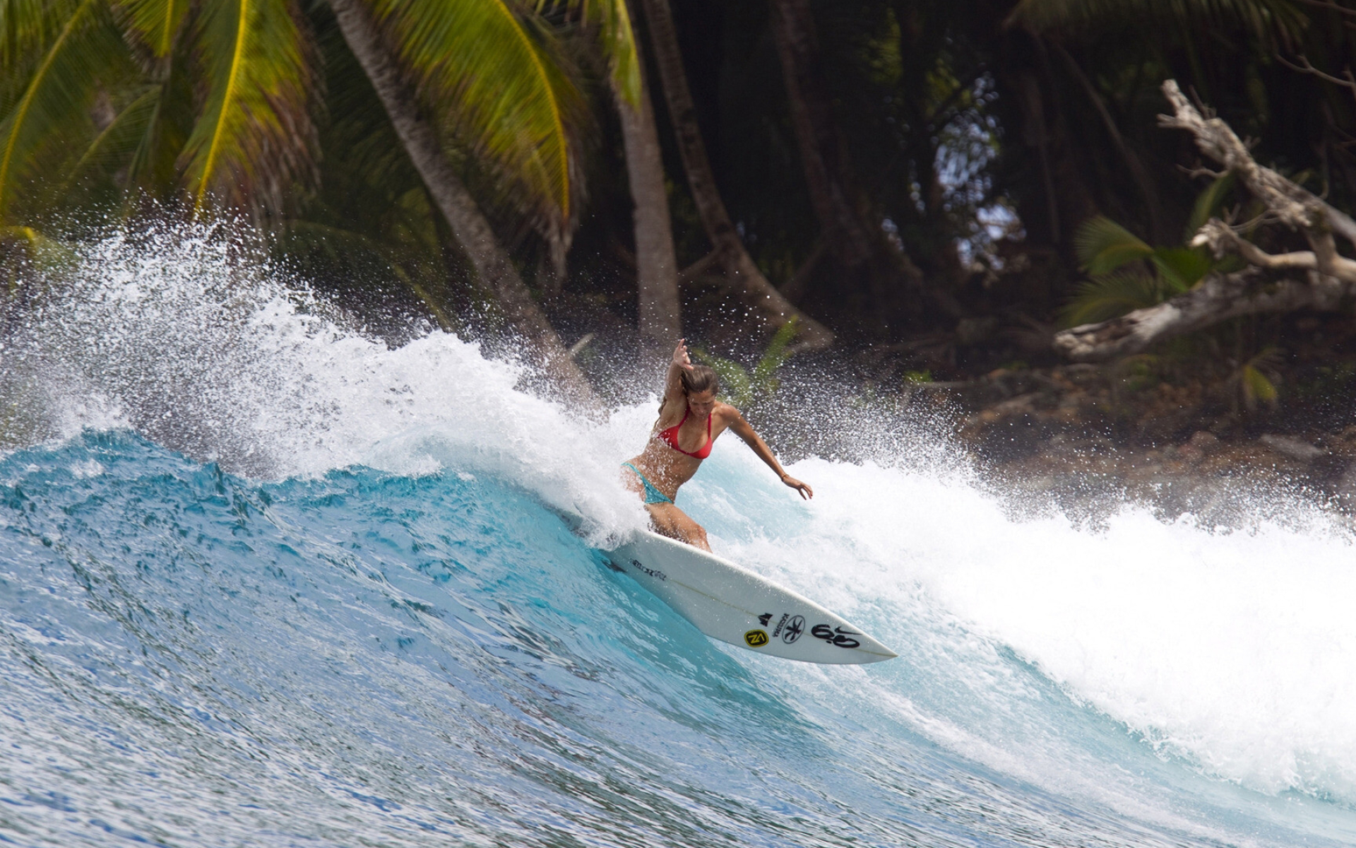 Girl Surfing: Beginner's surf trick, Recreational water sports training, Surfboarding classes. 1920x1200 HD Wallpaper.