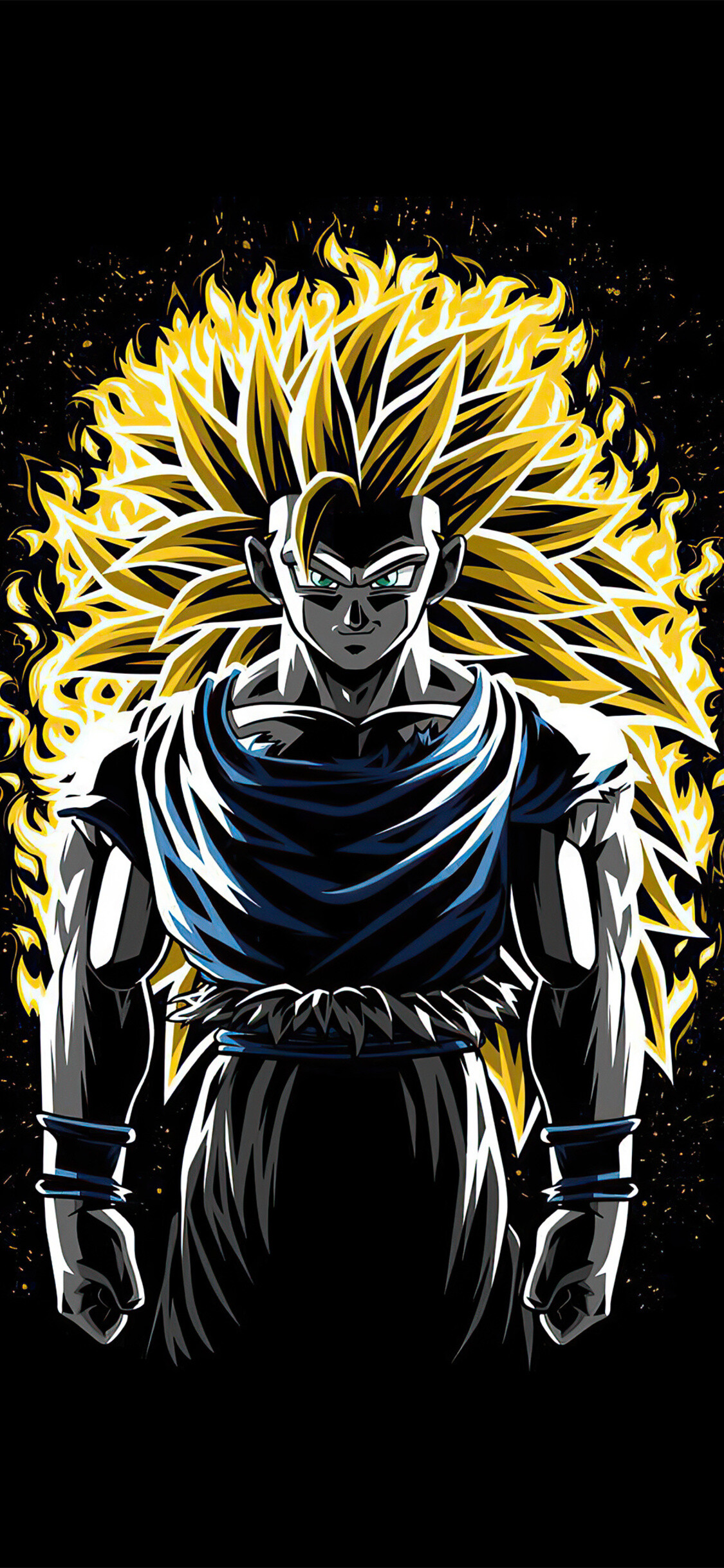 Goku Super Saiyan: The third form of SS, Dragon Ball Z, A Japanese anime television series produced by Toei Animation. 1130x2440 HD Wallpaper.
