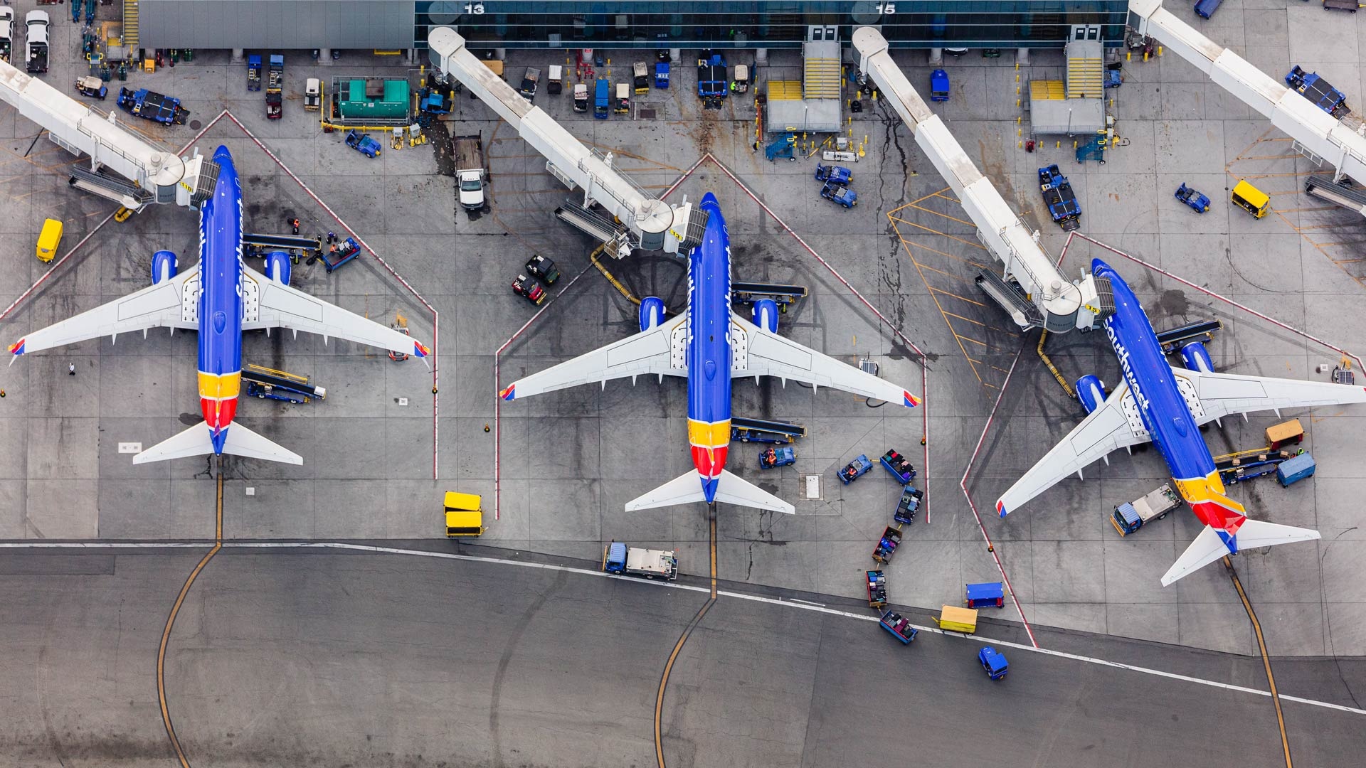 Southwest Airlines, LAX terminal, Aerial photography, Planet Unicorn, 1920x1080 Full HD Desktop