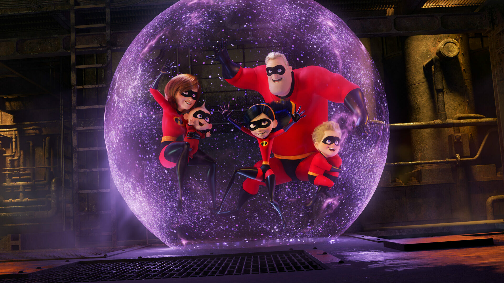 The Incredibles: Two Academy Awards for Best Animated Feature and Best Sound Editing with two additional nominations for Best Original Screenplay and Best Sound Mixing. 1920x1080 Full HD Background.