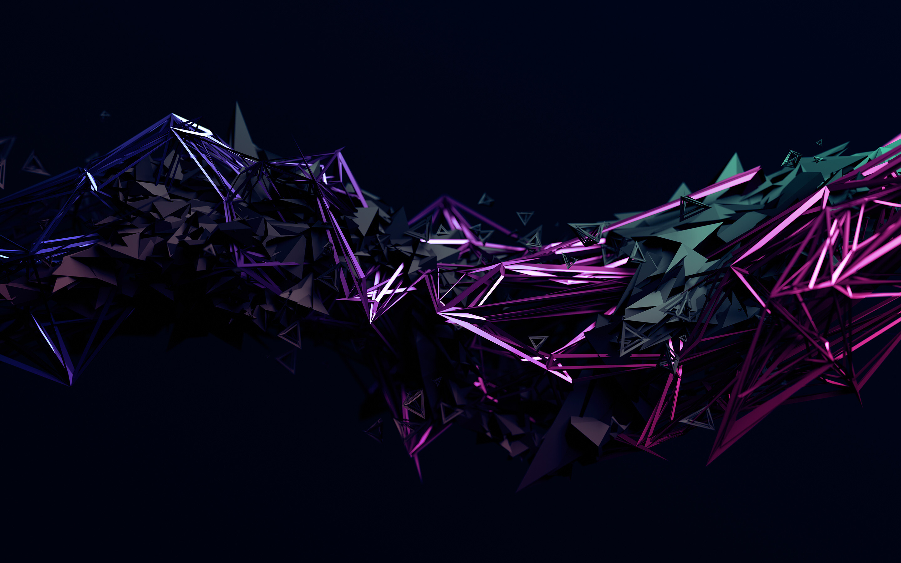 Geometry: Abstract three-dimensional forms, Wedges, Vertex, Angles. 2880x1800 HD Background.