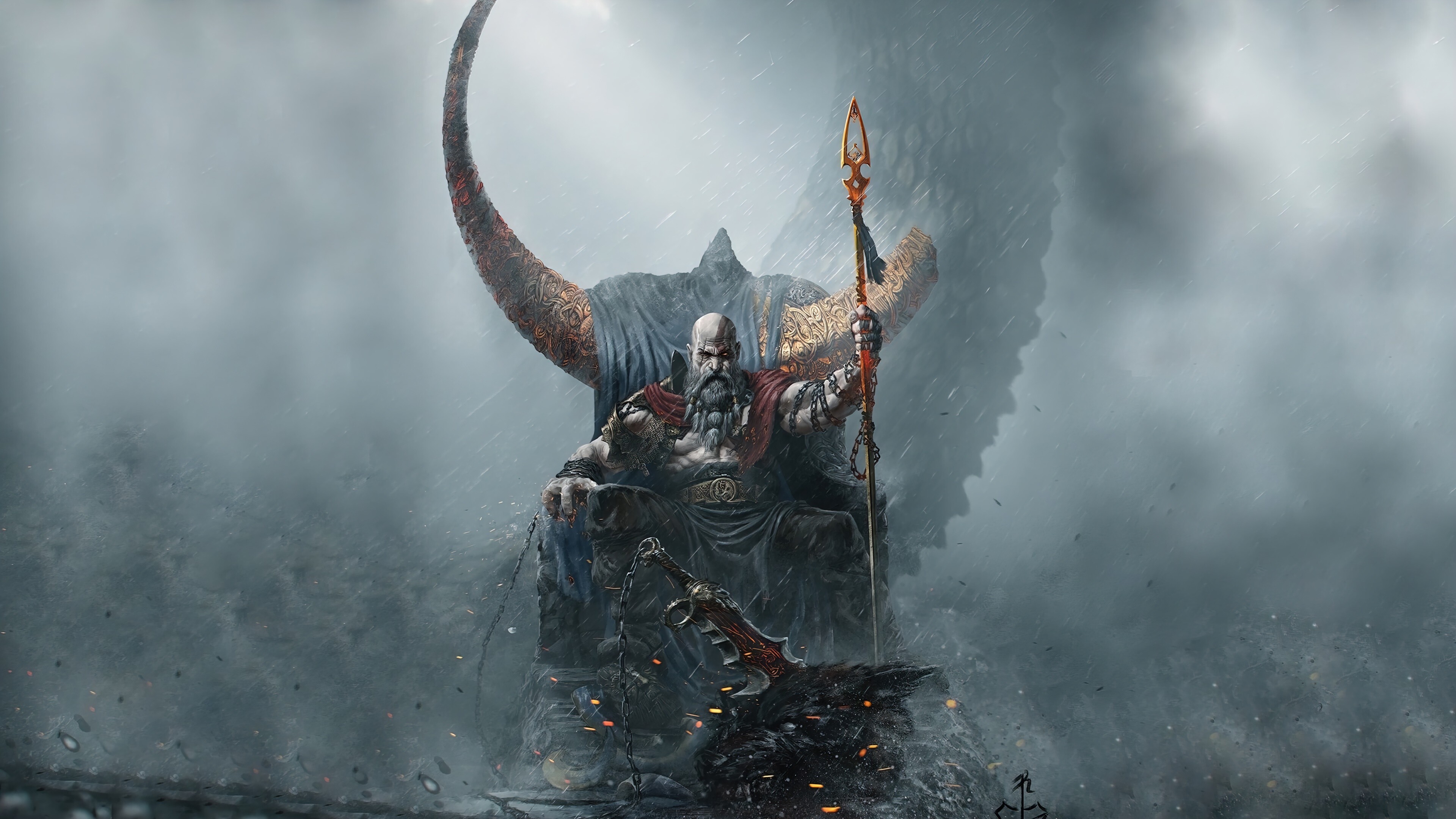 God of War: Ragnarok: Kratos, Won Game of the Year at the Titanium Awards. 3840x2160 4K Background.