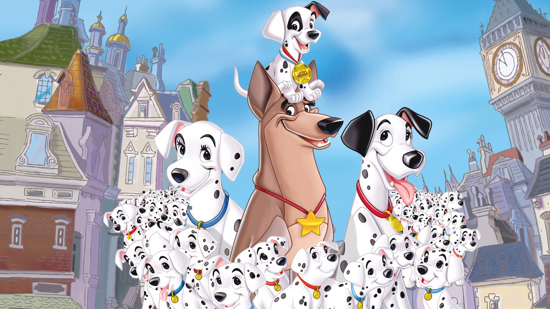 One Hundred and One Dalmatians: The animated feature is about Pongo, a clever Dalmatian, who arranges to get married to the female of his choice, Perdita. 1920x1080 Full HD Wallpaper.