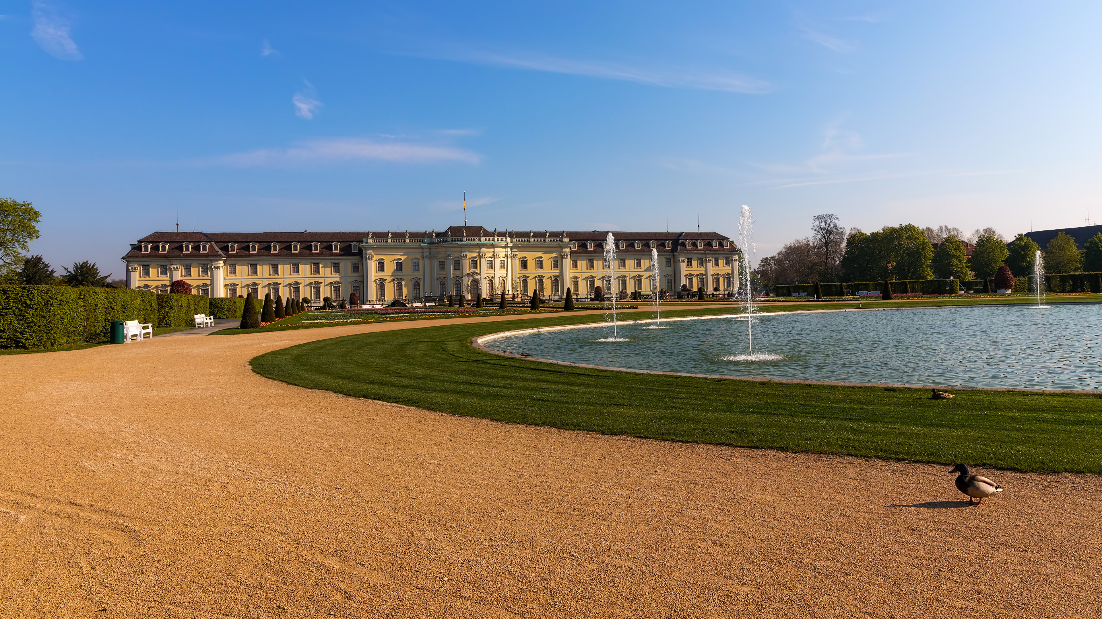 Palace: Ludwigsburg Palace, 452-room palace complex located in Ludwigsburg, Germany. 3840x2160 4K Background.