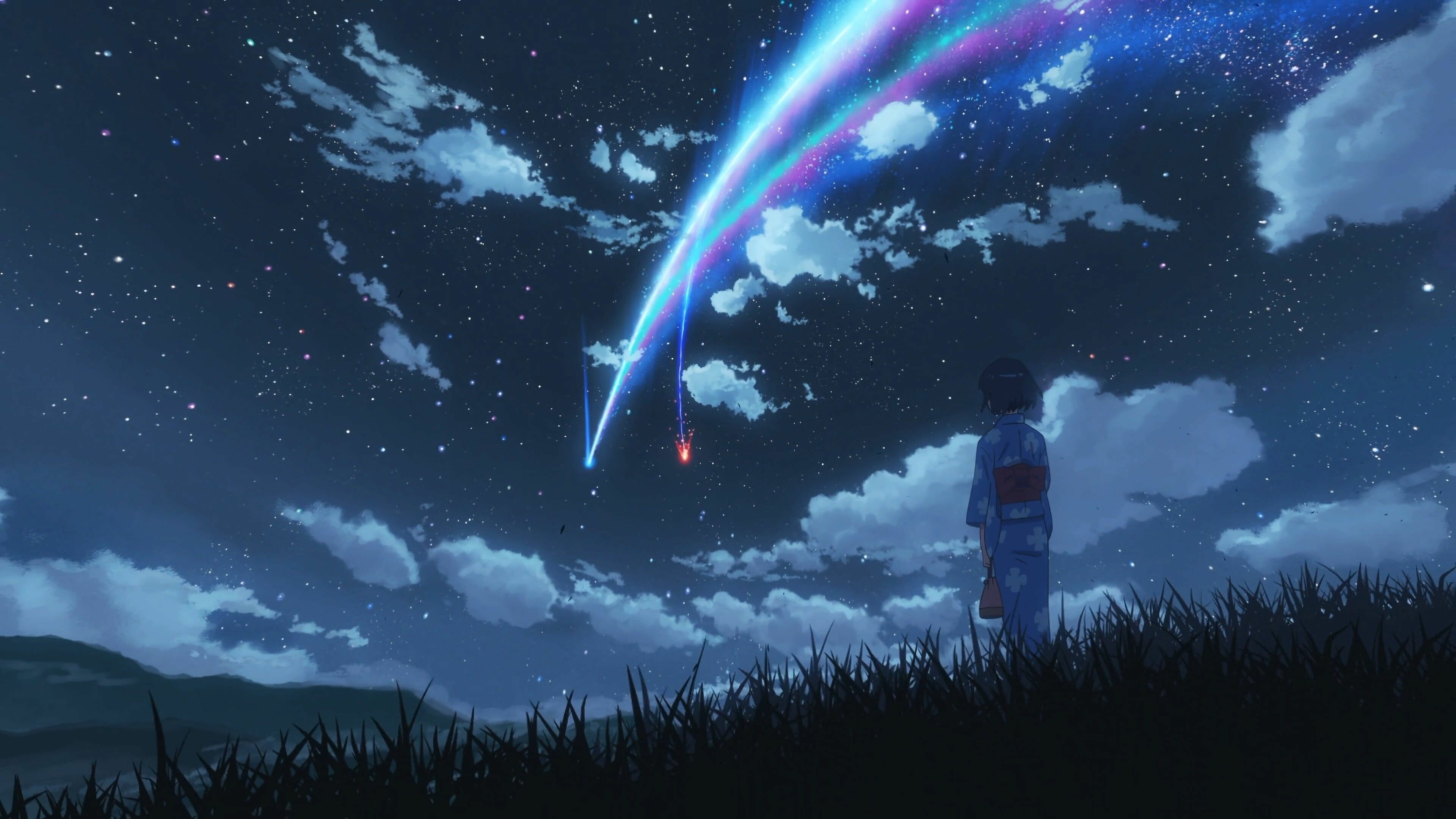 Your Name: Mitsuha Miyamizu, Makoto Shinkai, Kimi no Na Wa, Anime. 3840x2160 4K Background.