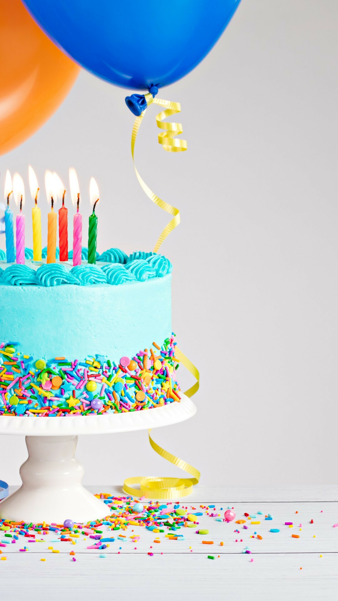 Celebration: Birthday cake, Balloons, Candy, Dessert, Party. 1080x1920 Full HD Wallpaper.