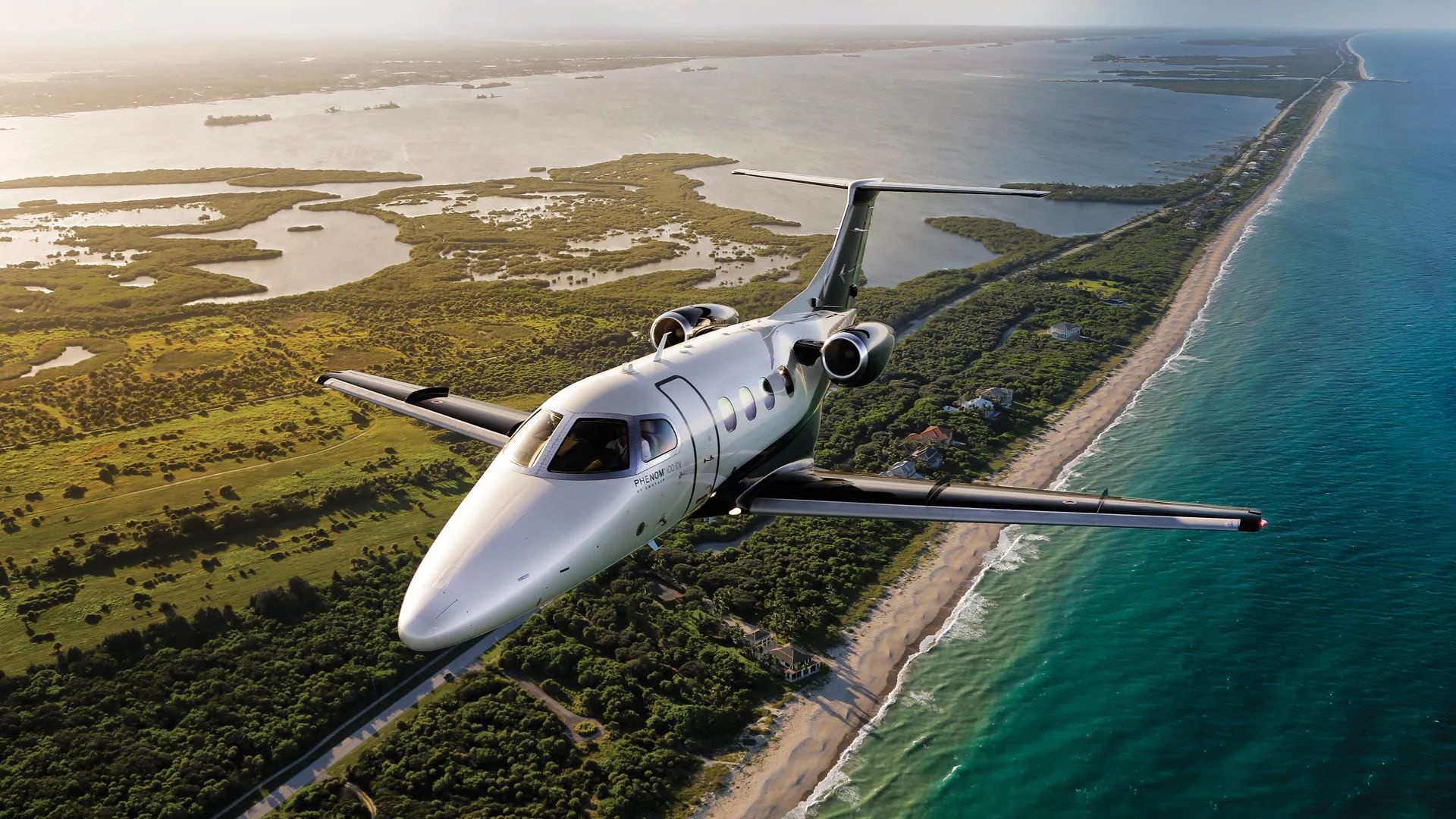 Embraer Phenom, Private jet charter, Sustainable flights, 1920x1080 Full HD Desktop