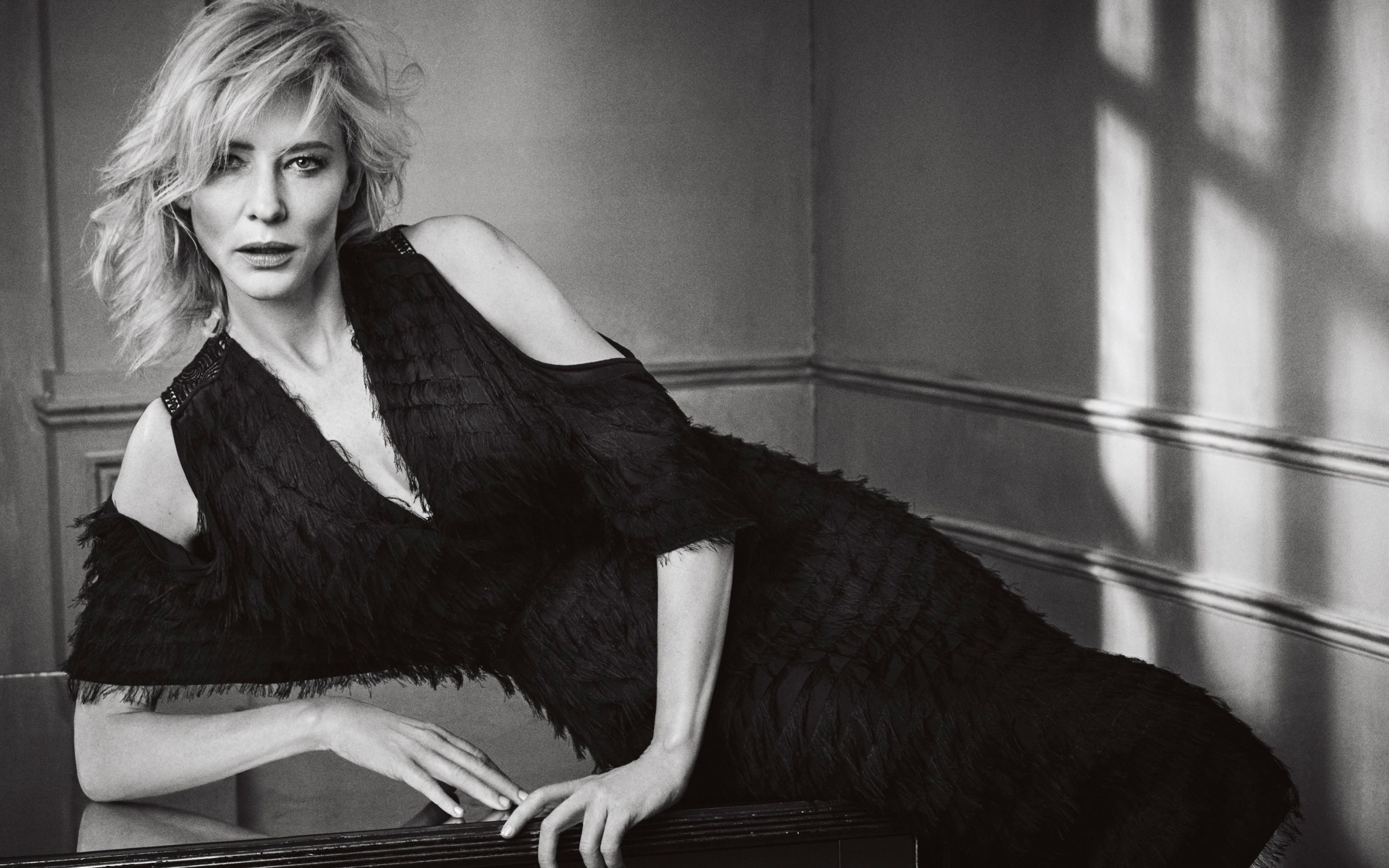 Cate Blanchett, Movies, Black white photo, Actress, 2880x1800 HD Desktop