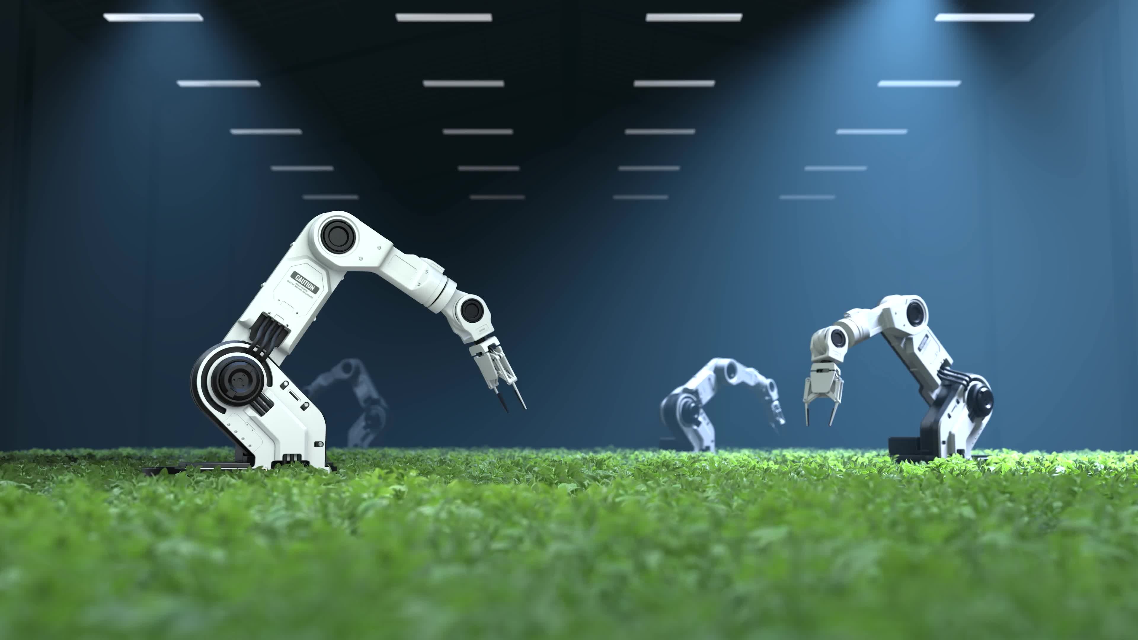 Smart robotic farmers, Agriculture technology, Farm automation, Stock video, 3840x2160 4K Desktop