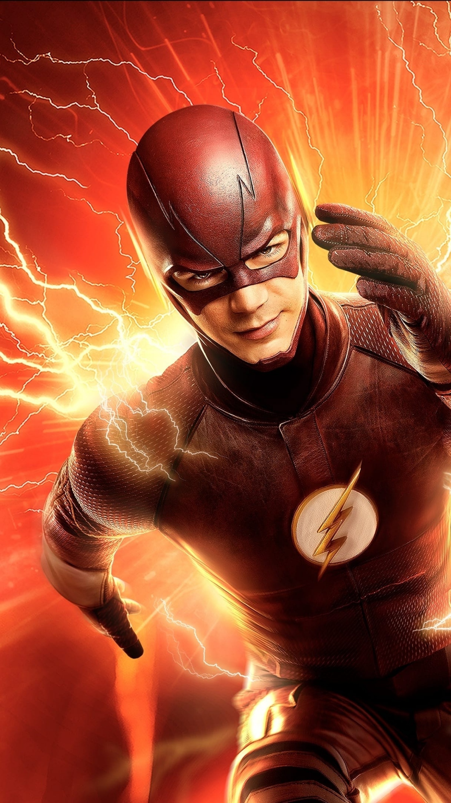 Flash (TV Series): A live action film which started in the fall of 2014 on CW, a spin-off from Arrow. 1440x2560 HD Background.