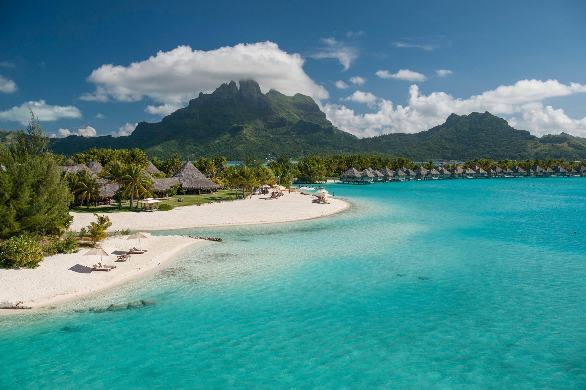 Bora Bora: A group of islands called the Society Islands, Known for its white sandy beaches, Coastline. 2050x1370 HD Background.