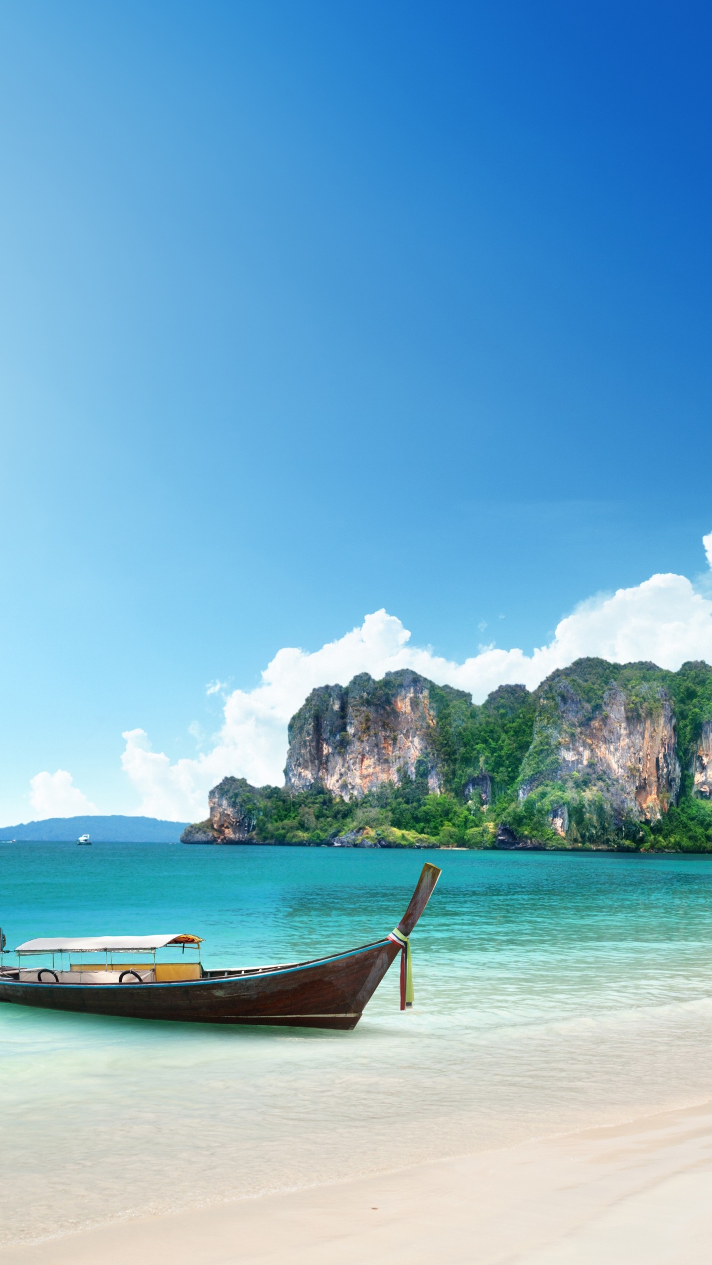 Boat: Thailand, Beach, Shore, Classical wooden vessel. 1440x2560 HD Wallpaper.