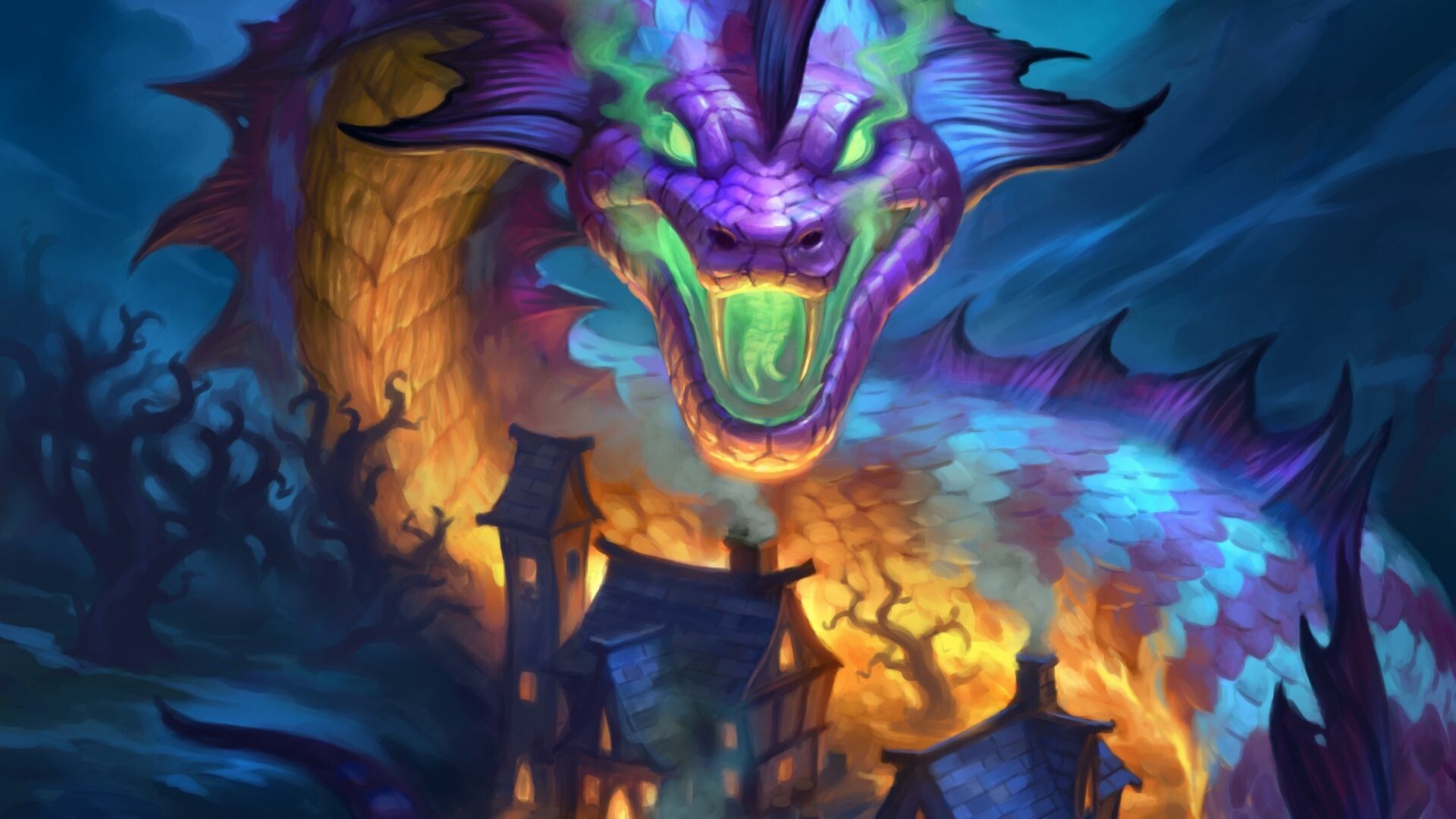 Hearthstone: Dragon, The Witchwood, Card game, Mythical creature. 1920x1080 Full HD Background.