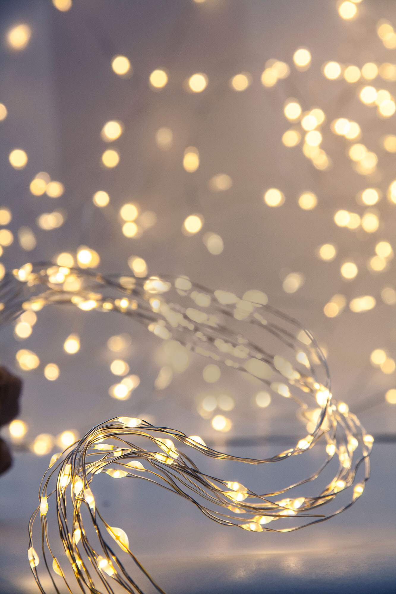 Fairy Lights: Christmas Light Decoration, Warm White, Illumination. 1340x2000 HD Background.