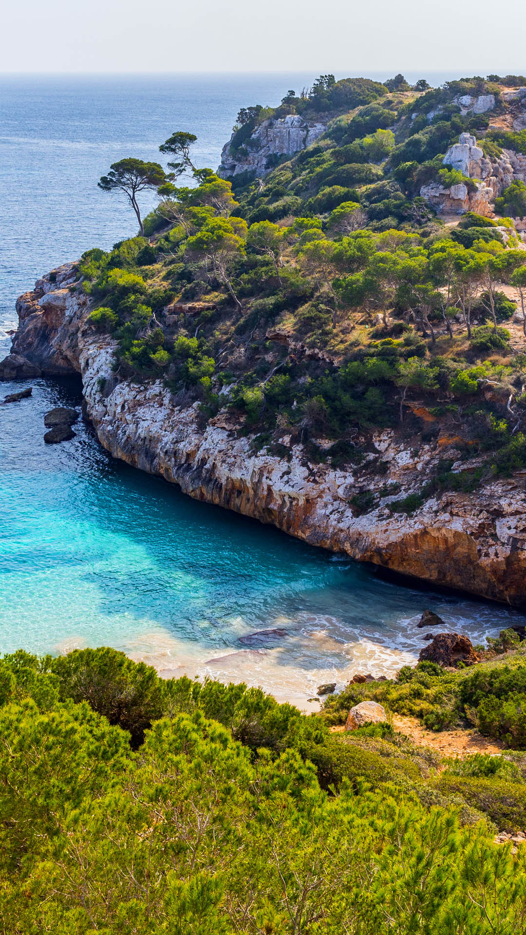 Coast view, Cal des Moro beach, Summer day, Mallorca Spain, 1080x1920 Full HD Phone