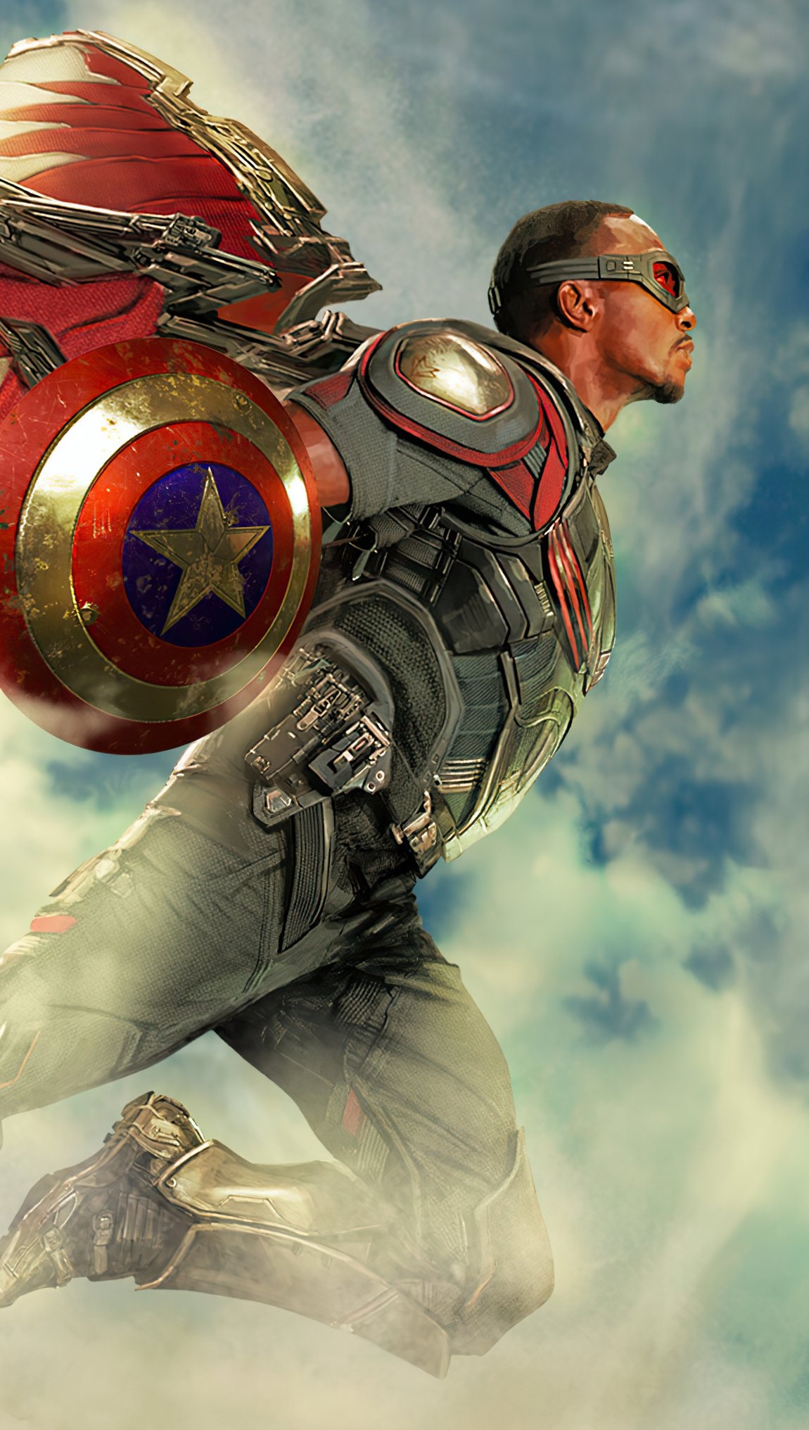 Falcon superhero wallpaper, Avenger's sidekick, Laptop wallpaper HD, Striking superhero visuals, 1150x2040 HD Phone