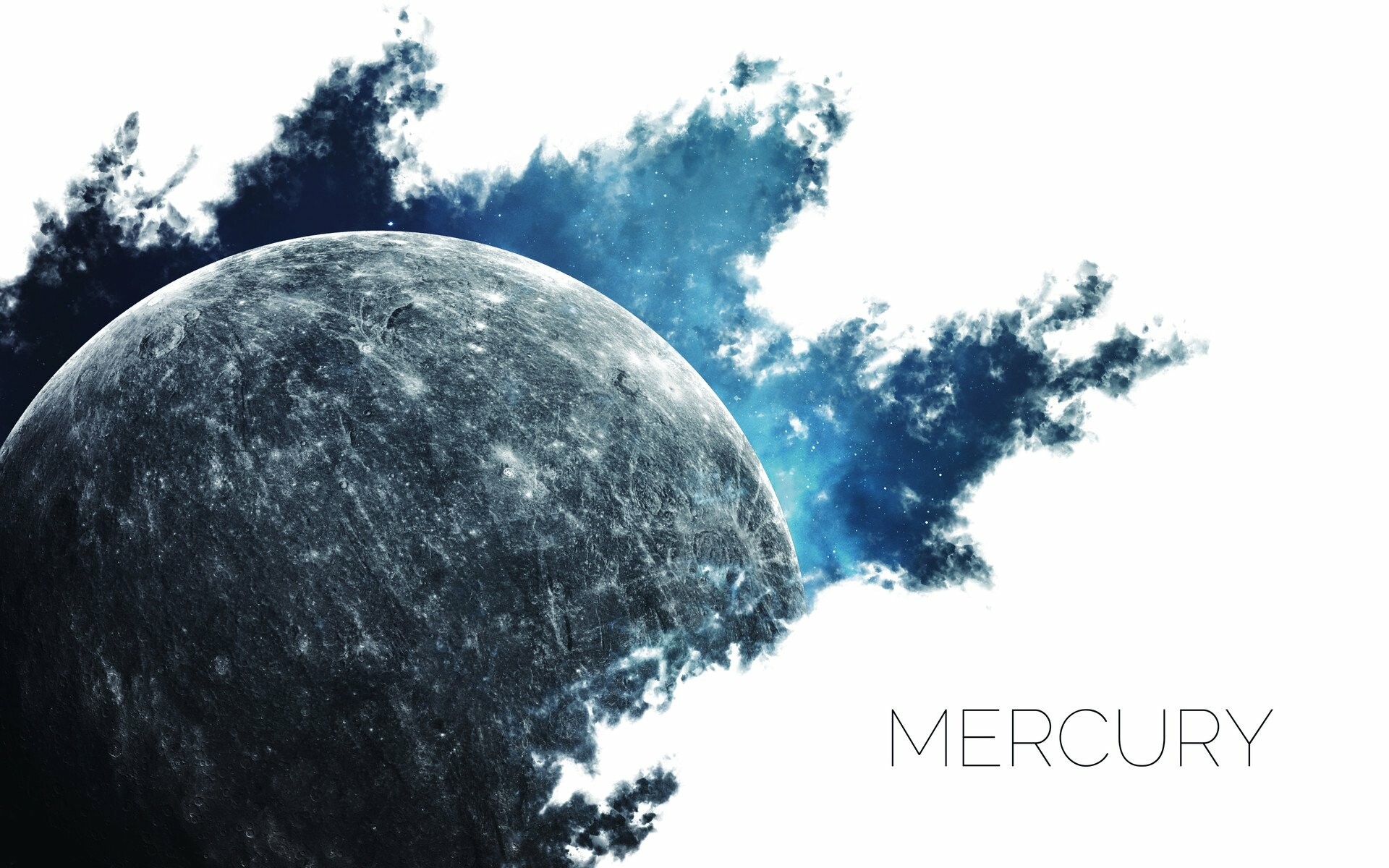 Mercury: The planet was named after the fast-flying Roman messenger to the Gods. 1920x1200 HD Background.