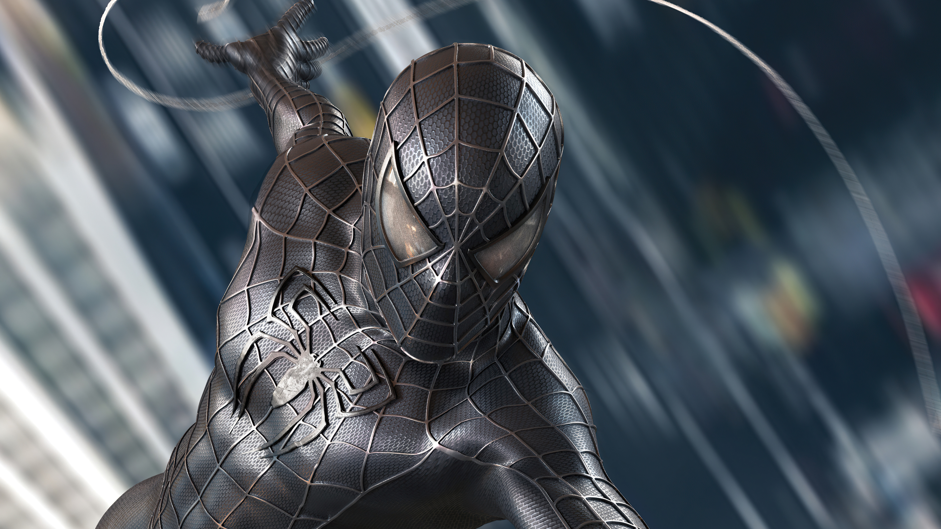 Spider-Man, Black symbiote suit, HD images, Powerful superhero, 3840x2160 4K Desktop