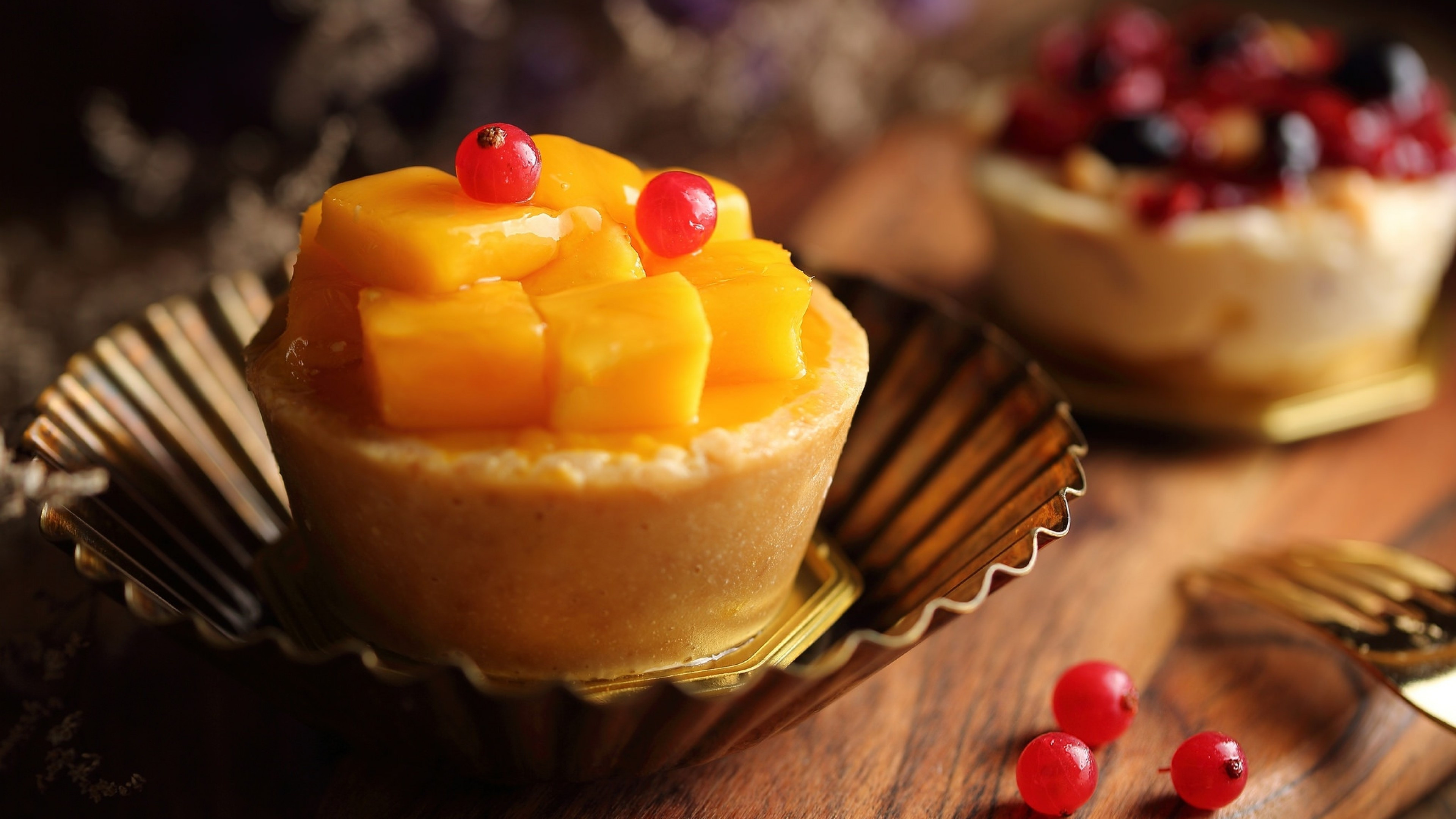 Mango: Dessert, Cake, Pastry, Fruit, Food. 3840x2160 4K Wallpaper.