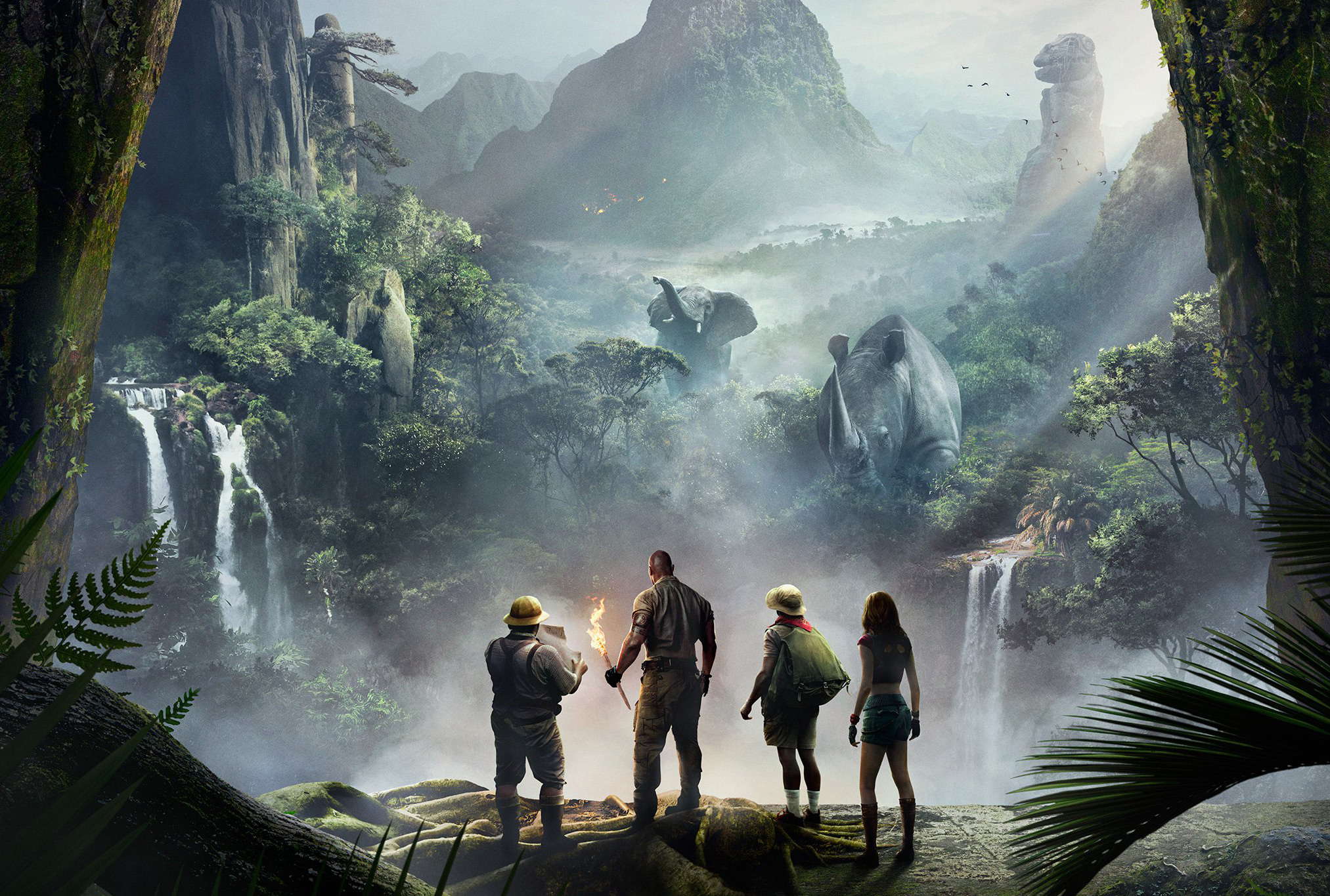 Jumanji adventure, Jungle chaos, Hollywood critique, Blockbuster spectacle, 2030x1370 HD Desktop