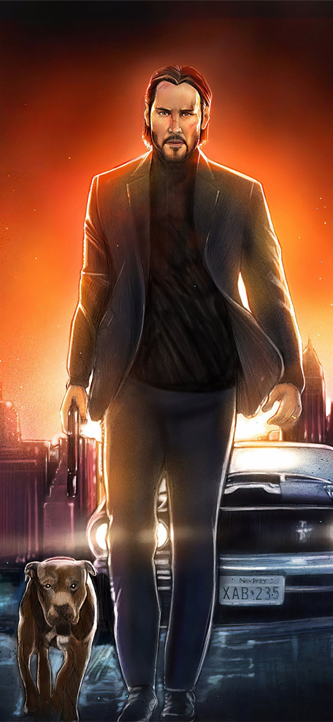 Keanu Reeves as John Wick, Artistic artwork, iPhone wallpaper, High-definition, 1130x2440 HD Phone