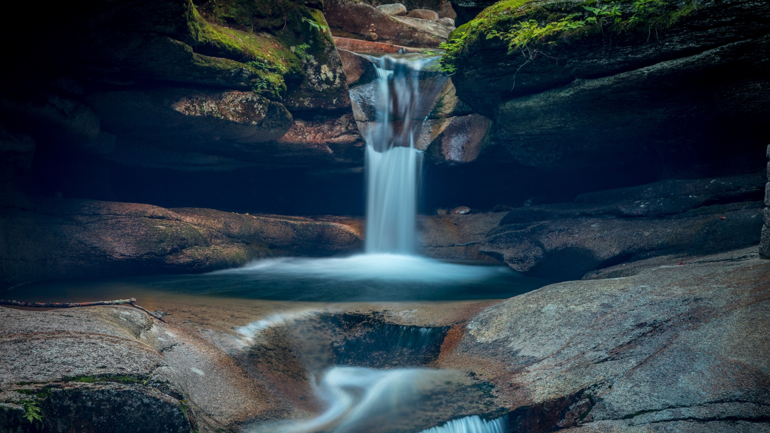 Sabbaday Falls wallpaper, 4K, White Mountains, Nature's treasure, 2560x1440 HD Desktop