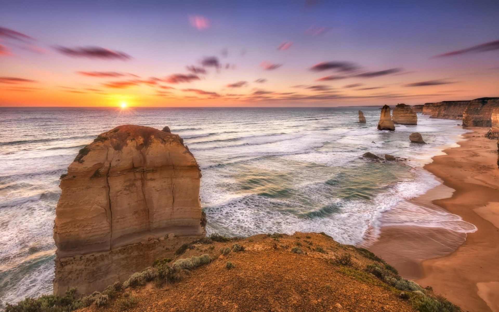 Coast, Sunset, Twelve Apostles, Australia, 1920x1200 HD Desktop