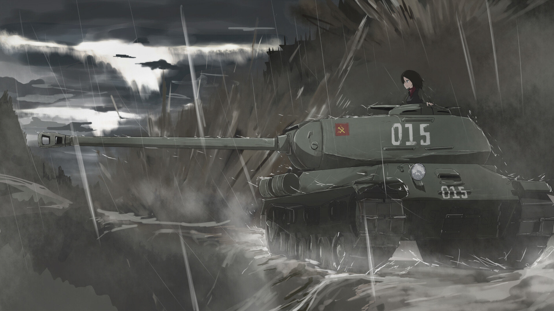 Girls und Panzer: Pravda Girls High School, The school operating Soviet World War Two tanks. 1920x1080 Full HD Background.