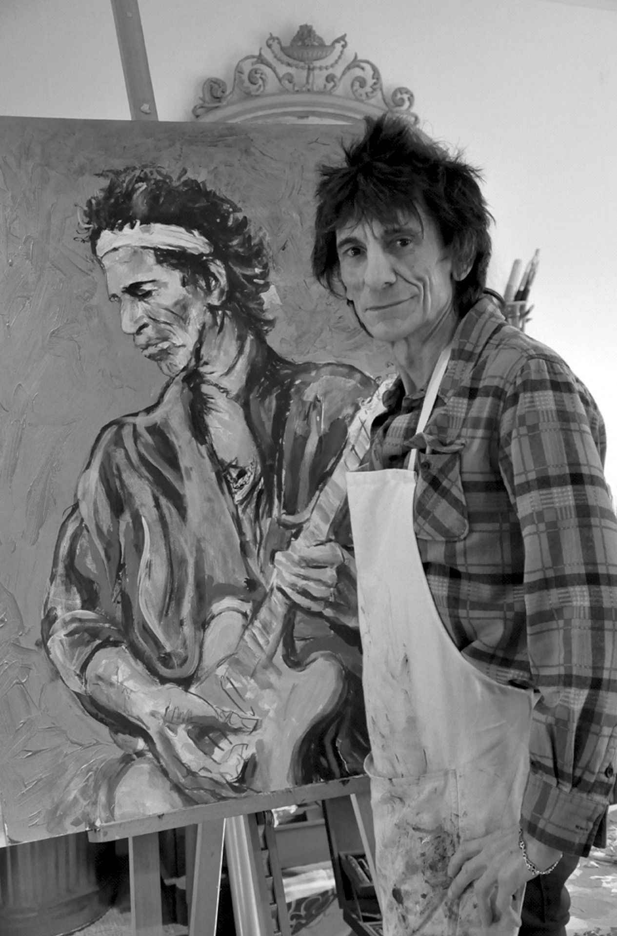 Ronnie Wood, Painting of Keith Richards, Ronnie Wood art, 1270x1920 HD Phone