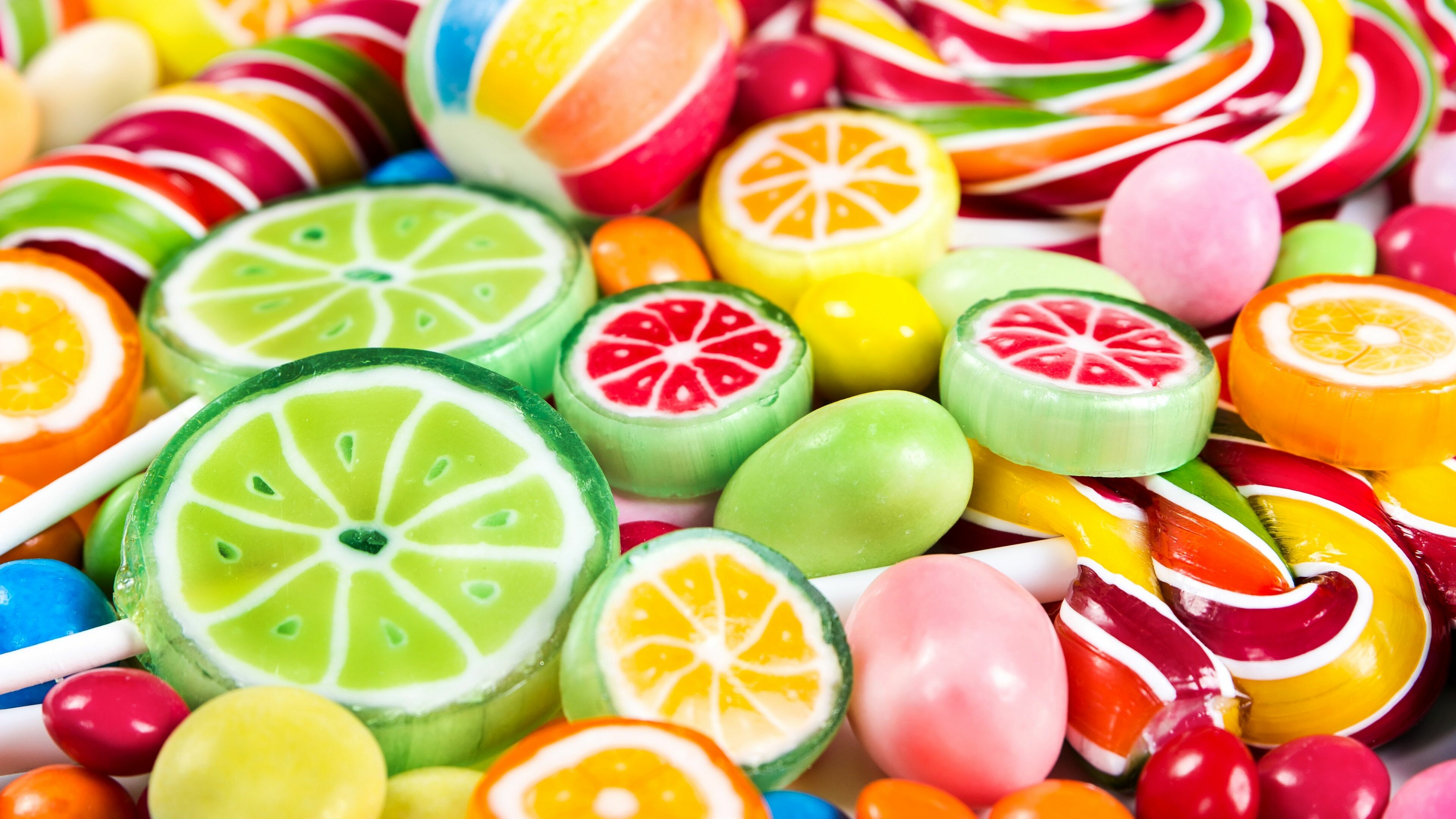 Sweets: Lollipop, Sugar candies. 3840x2160 4K Background.