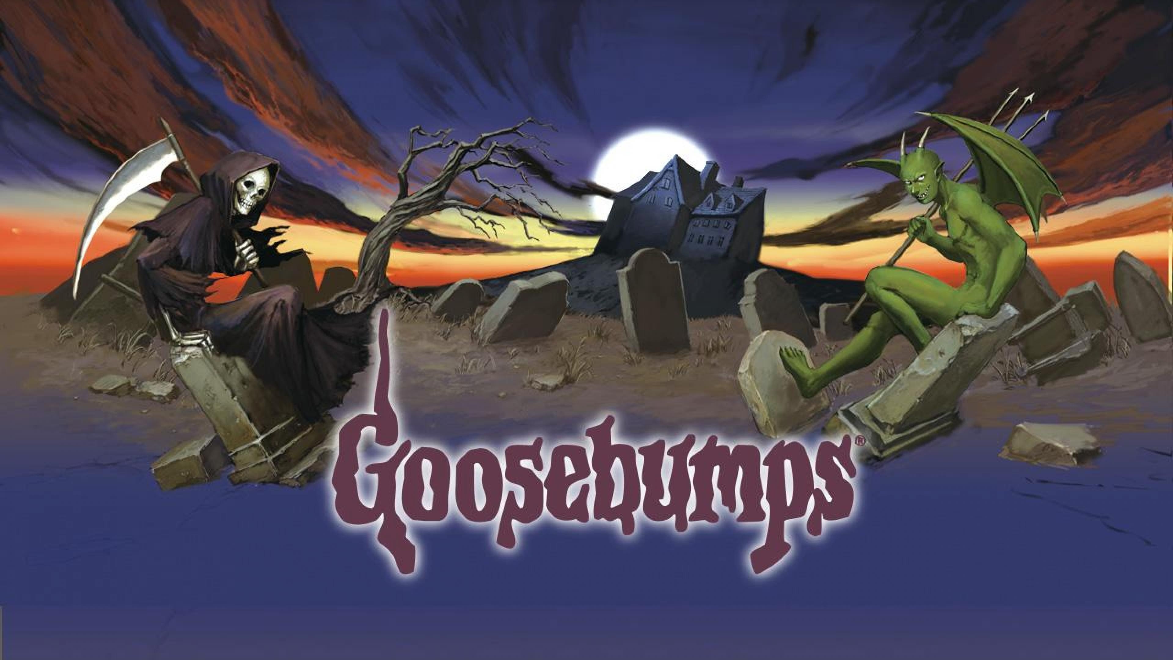 Goosebumps (TV Series): A children's anthology horror television, Grim Reaper, Cemetery, Scary movie characters. 3840x2160 4K Wallpaper.