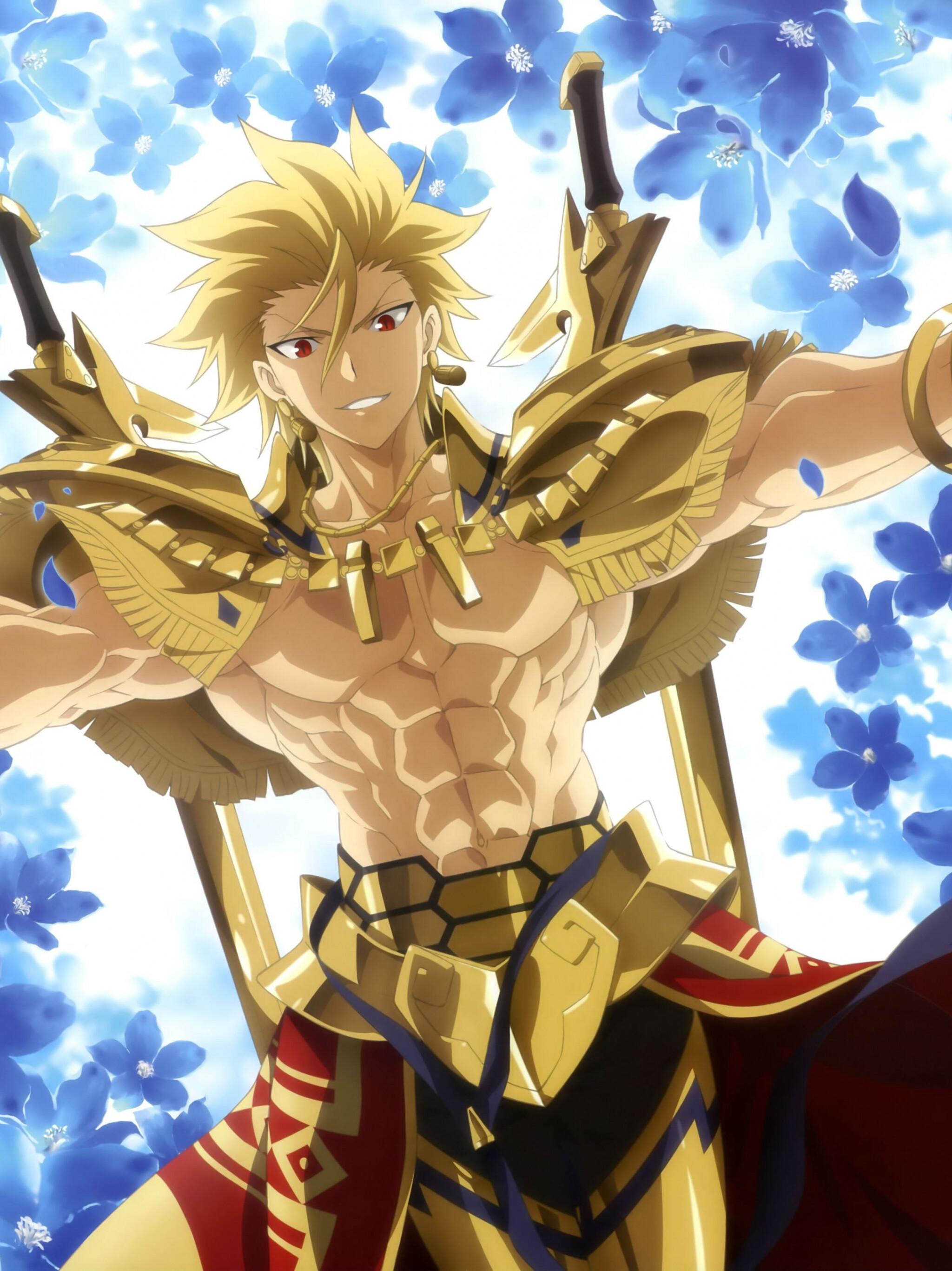 Gilgamesh (Fate/Zero): The Fourth Holy Grail War, A secret magical tournament held in Fuyuki City, Japan, King of Heroes. 2050x2740 HD Background.