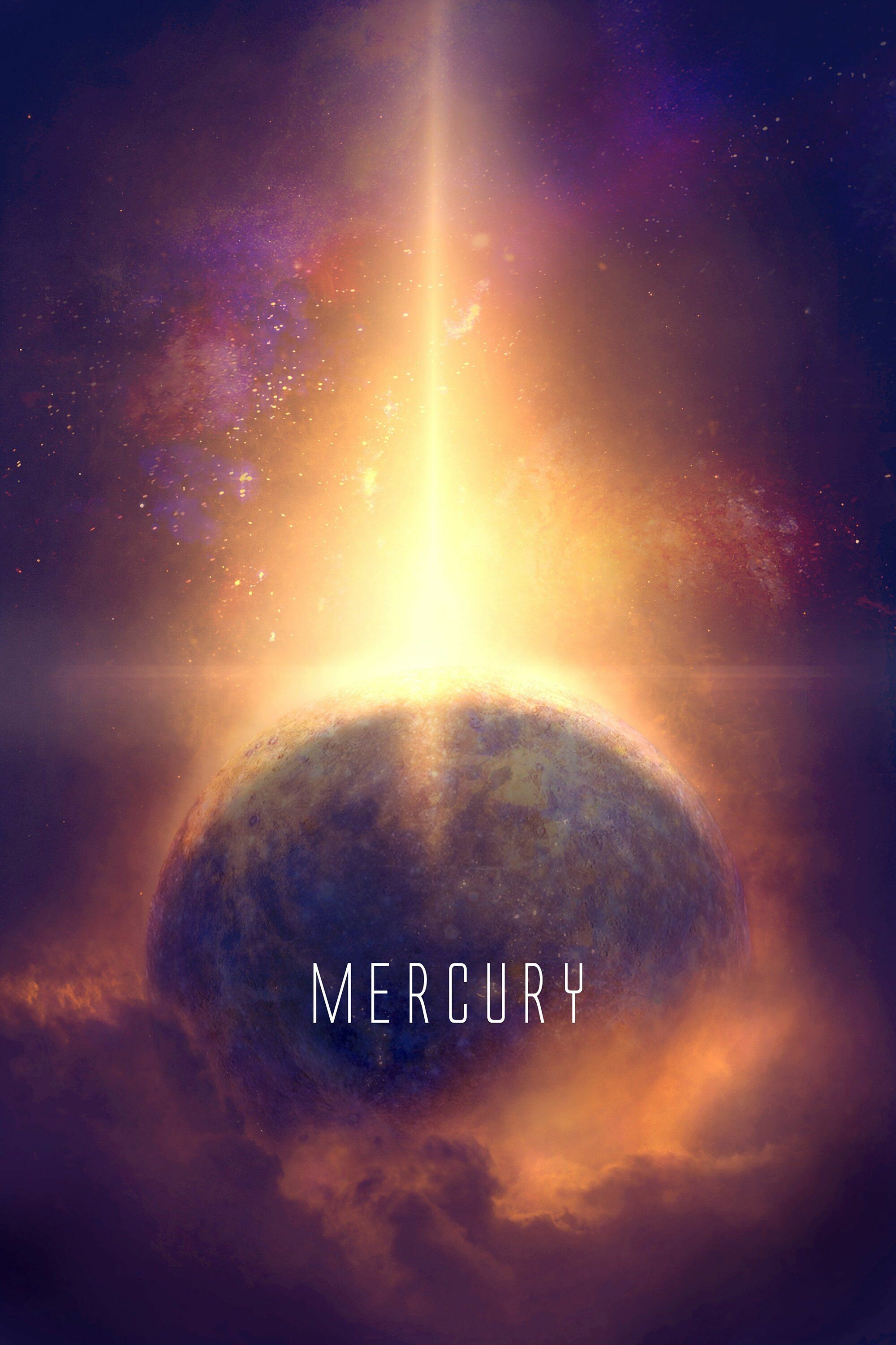 Mercury: Astronomy, The planet orbits the Sun within Earth's orbit as an inferior planet. 2000x3000 HD Background.