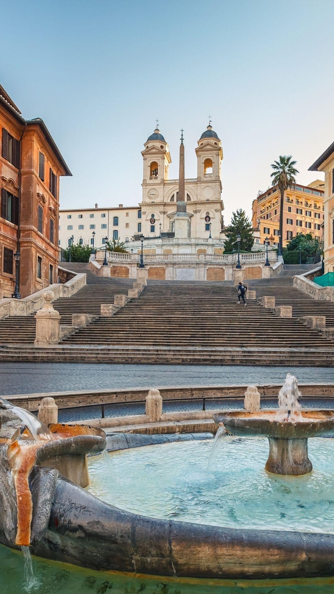 Spanish Steps, Stunning wallpapers, Rome's landmarks, Beautiful backgrounds, 1080x1920 Full HD Phone