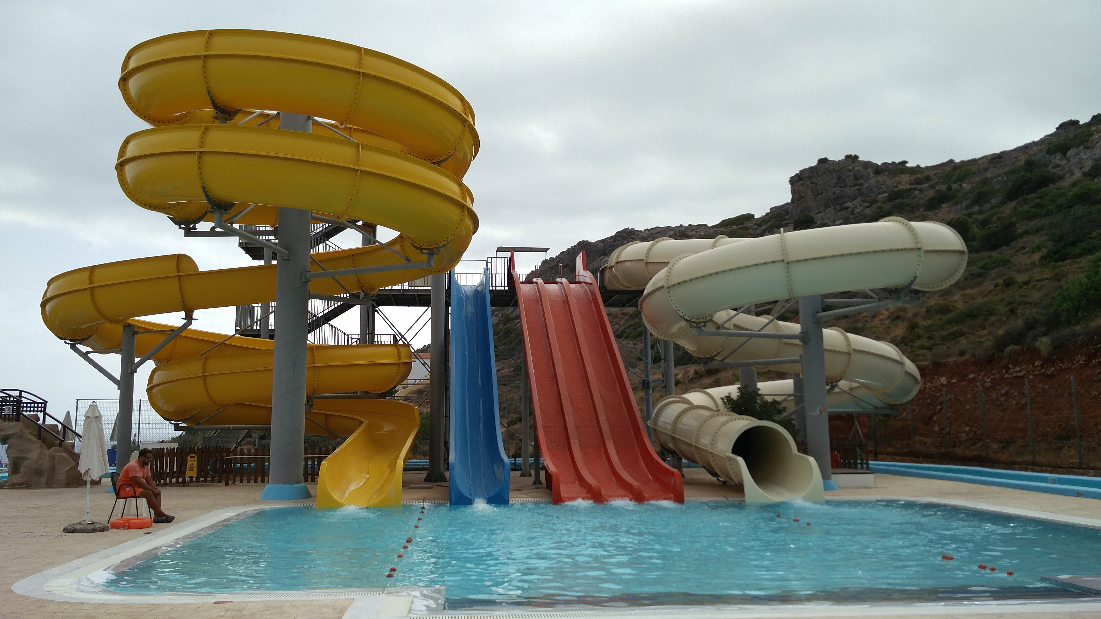 Waterpark: Splash pads, Spraygrounds, Lazy rivers, Barefooting environments. 3840x2160 4K Background.