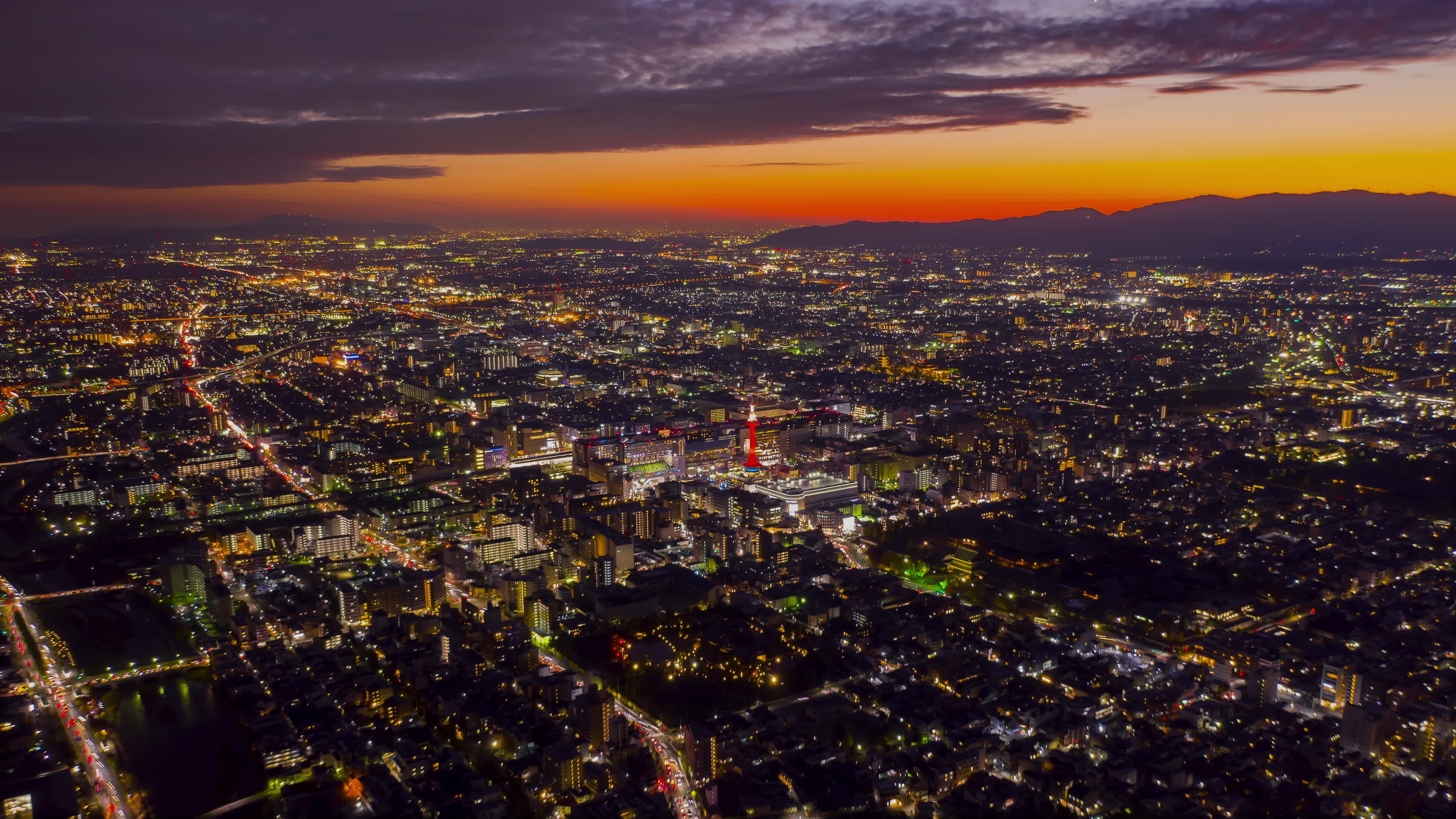 Kyoto City During Sunset, Cityscape Beauty, Serene Atmosphere, Urban Bliss, 3840x2160 4K Desktop