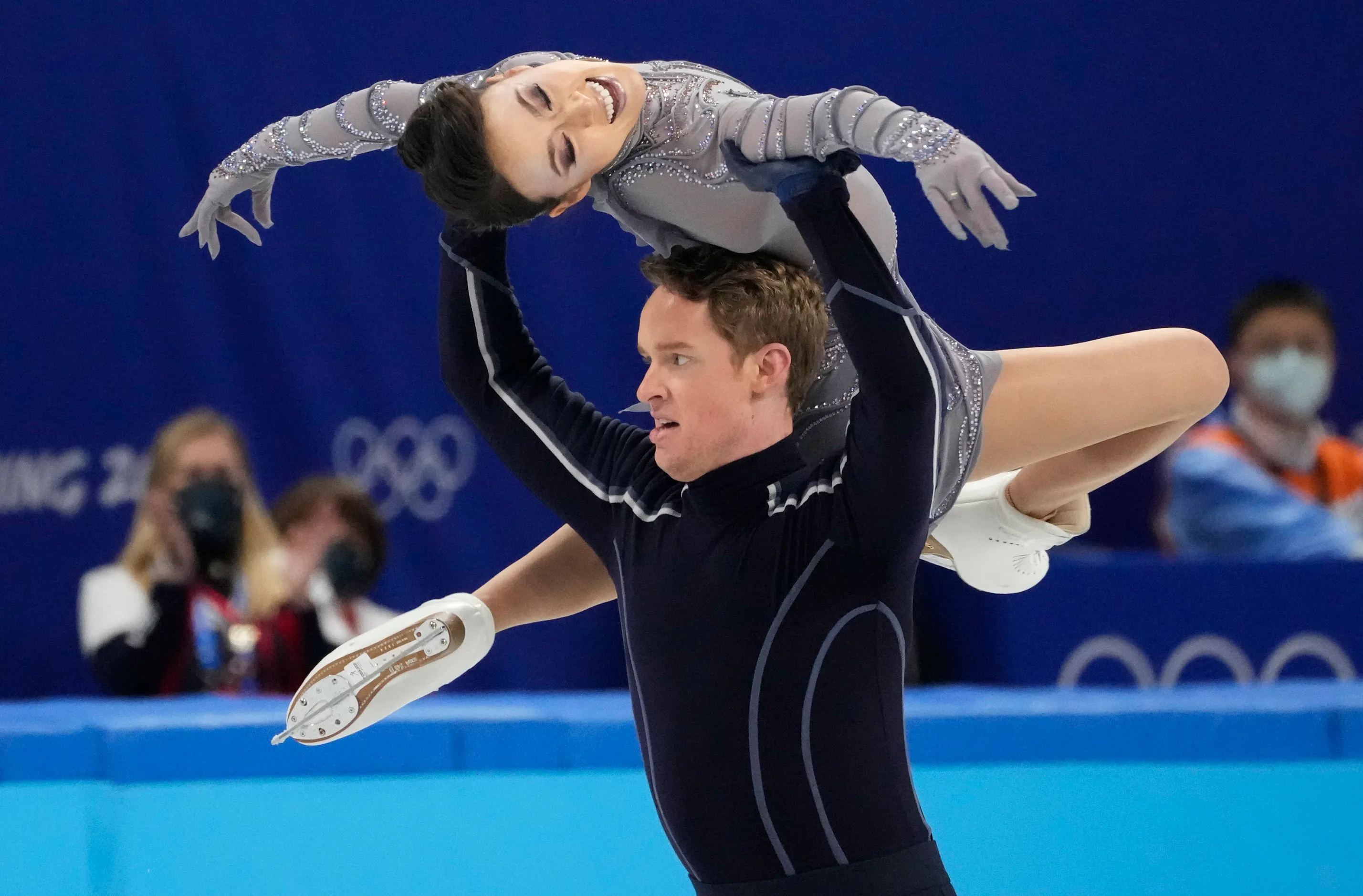 Pair Skating: 2022 Beijing Olympics, Madison Chock and Evan Bates, Ice dancers. 2860x1880 HD Background.