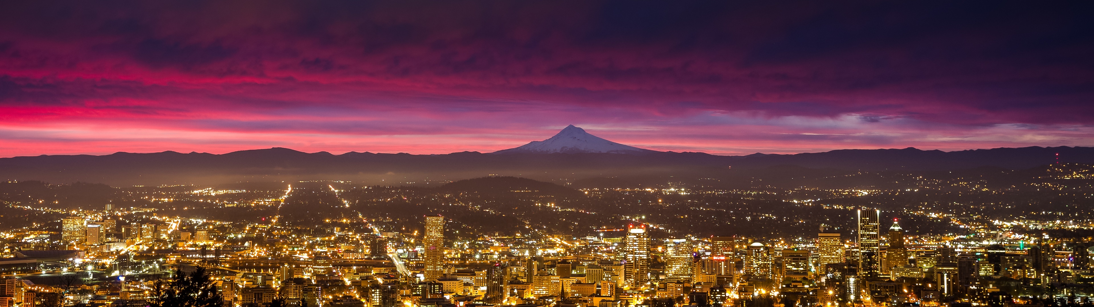 Portland Skyline, Dual monitor wallpapers, High-definition collection, Wallpaper page, 3840x1080 Dual Screen Desktop