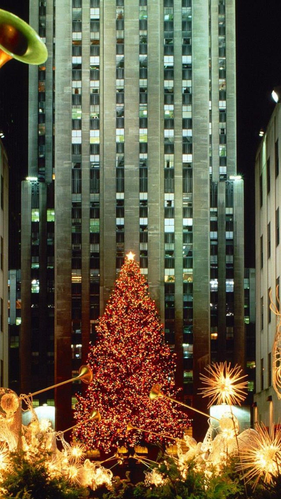 Rockefeller Center, Christmas tree, Festive wallpaper, Holiday season, 1080x1920 Full HD Phone