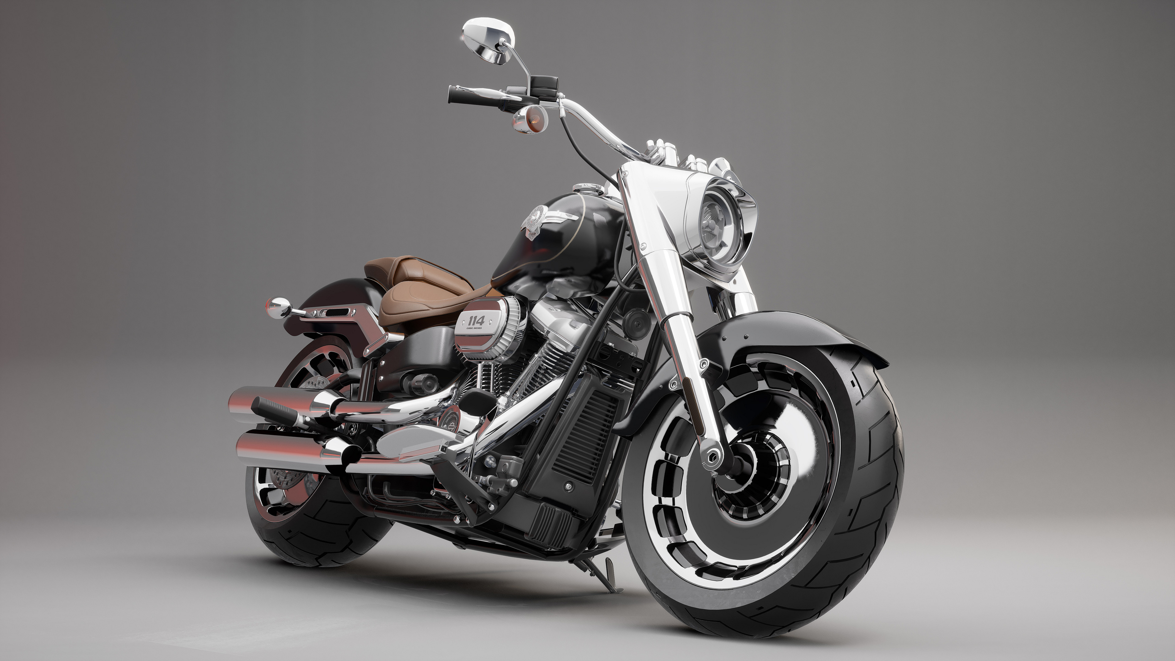 Harley-Davidson Fat Boy 114, Custom design marvel, Iconic American craftsmanship, Thunderous road king, 3840x2160 4K Desktop
