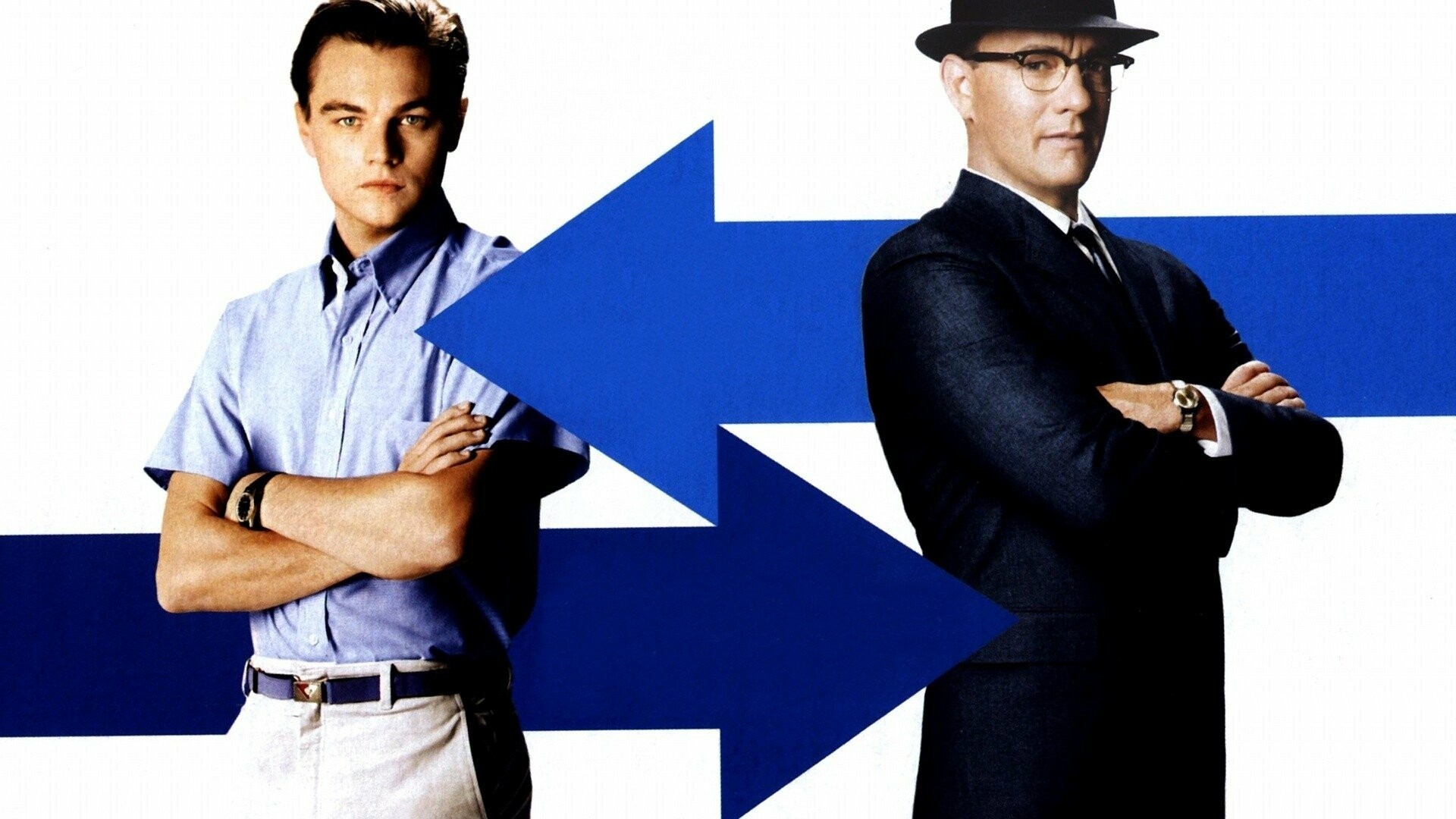 Catch Me If You Can: The film opened on December 25, 2002, Leonardo DiCaprio, Tom Hanks. 1920x1080 Full HD Background.