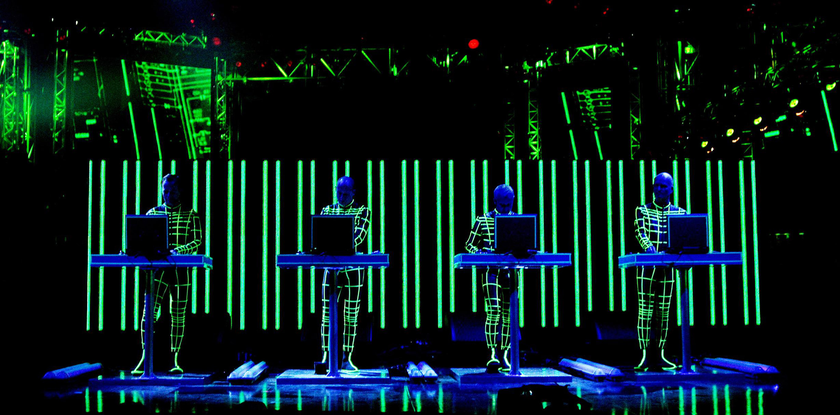 Kraftwerk music, Electro pioneers, Synthesizer sounds, Groundbreaking album covers, 2770x1370 Dual Screen Desktop