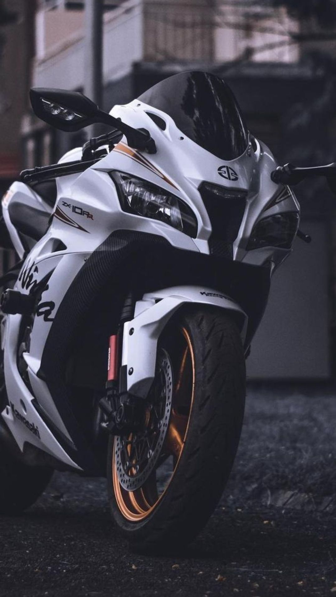 Superbike: White racing motorcycle, Street bike with an aggressive view, Two-wheeled transport. 1080x1920 Full HD Background.