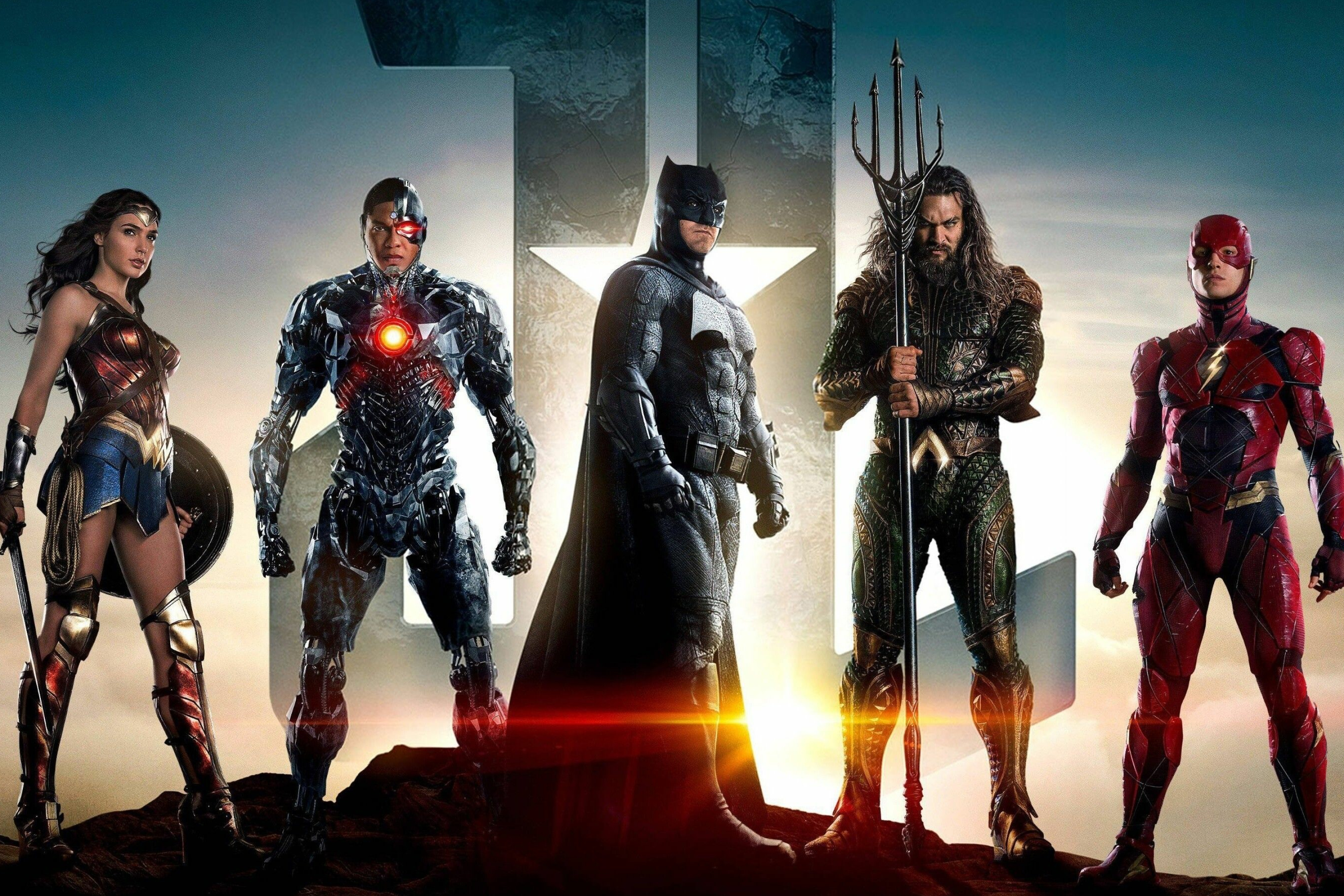 DC Heroes: Batman, Wonder Woman, Justice League, Flash, Aquaman, Cyborg. 3000x2000 HD Background.