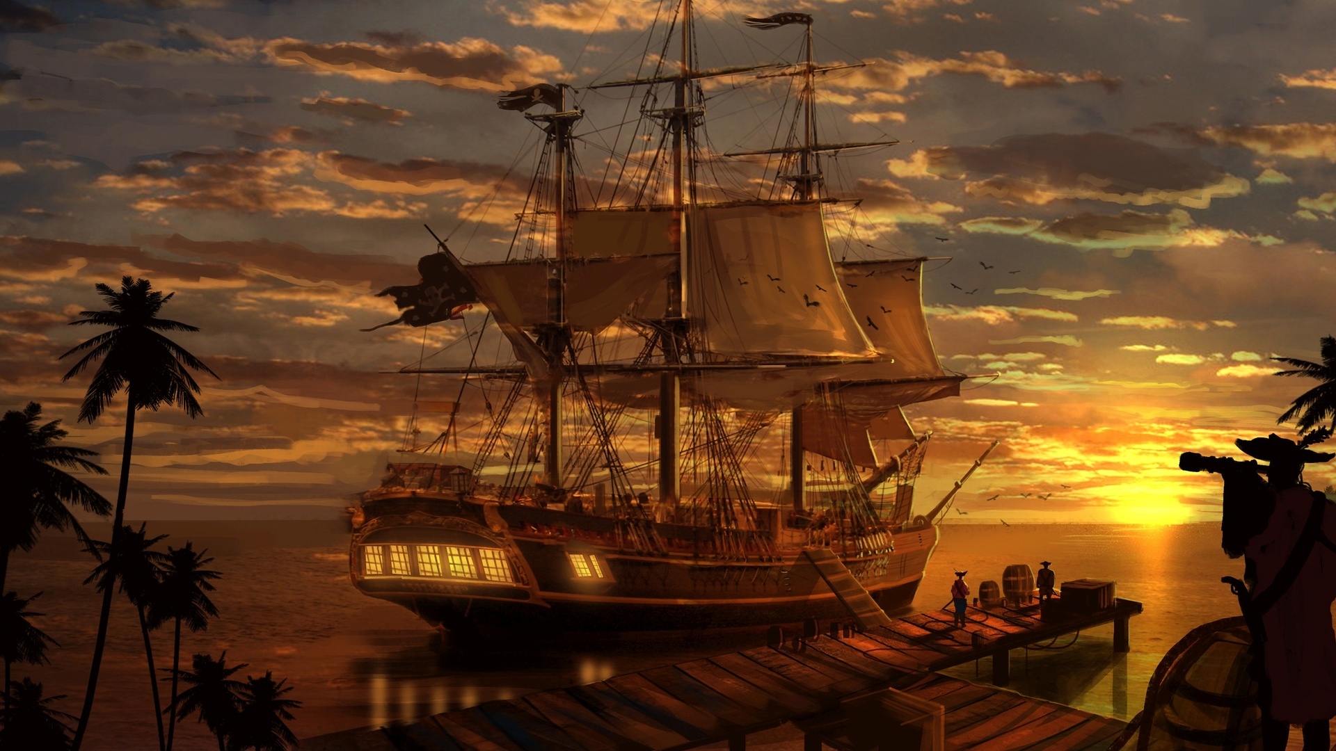 Jackdaw Ship, Pirate ship wallpaper, 1920x1080 Full HD Desktop
