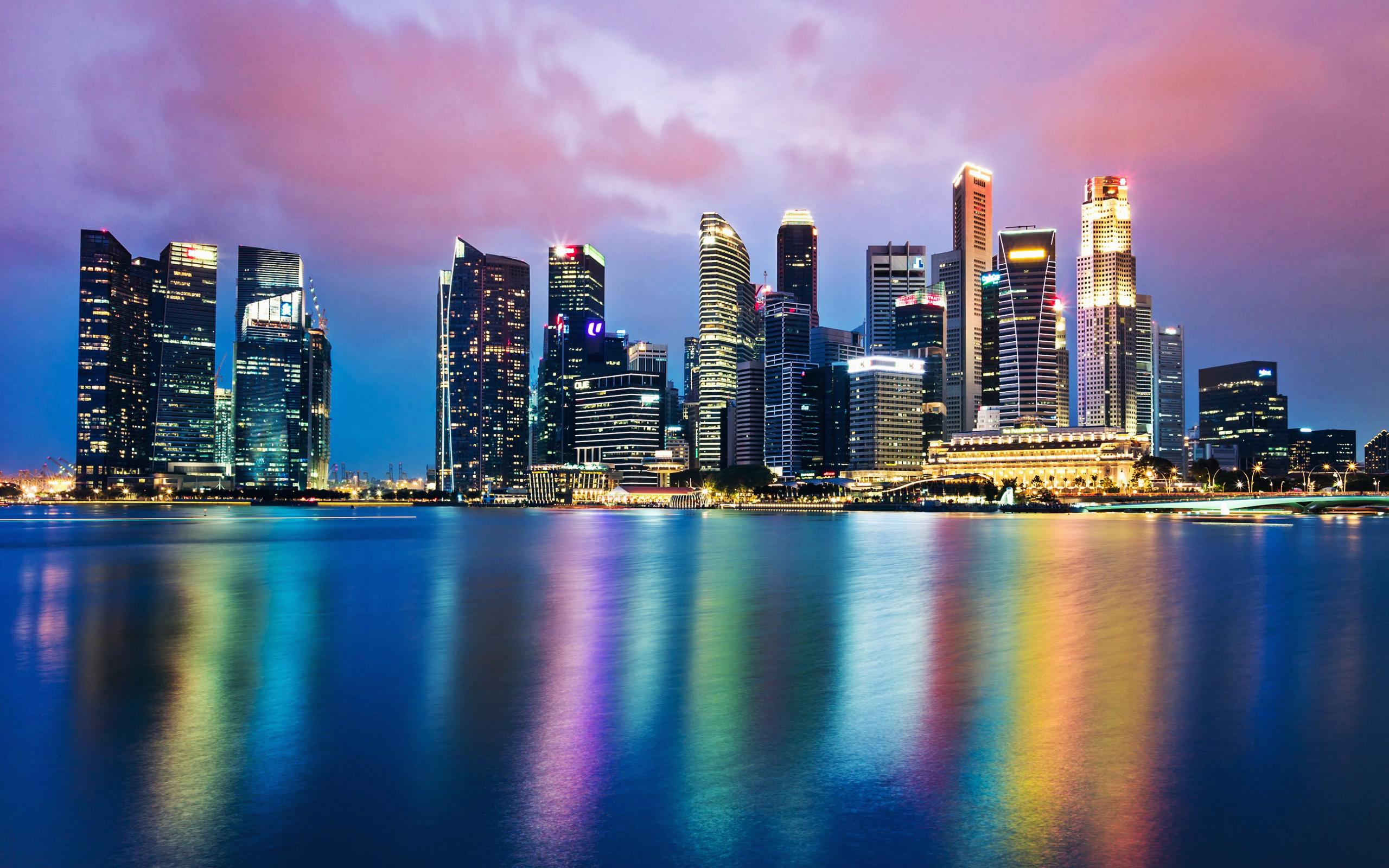 Singapore Skyline, Evening sunset, Cityscape, Modern buildings, 2560x1600 HD Desktop
